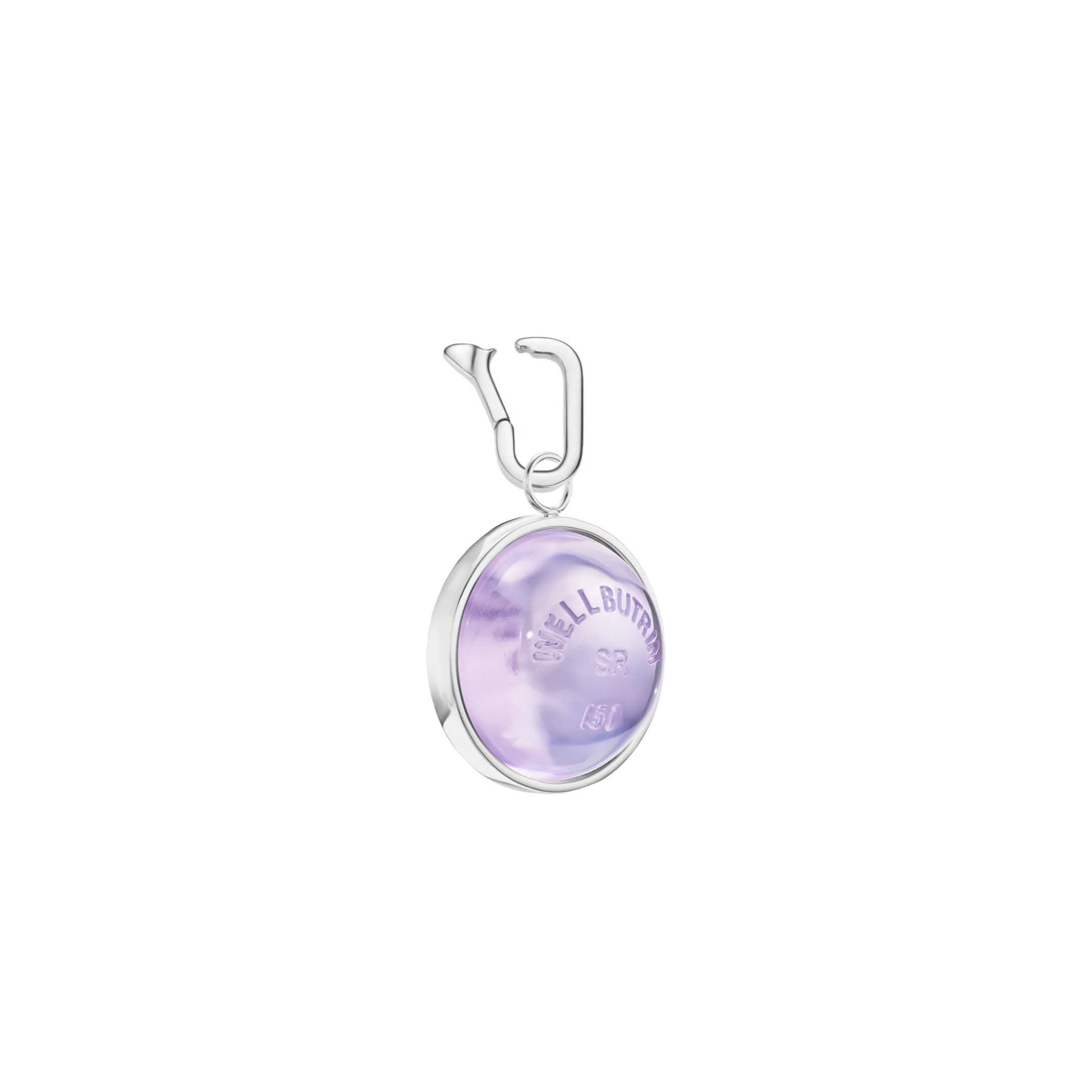 Silver Domed Lavender Quartz Wellbutrin Pendant - Image 3