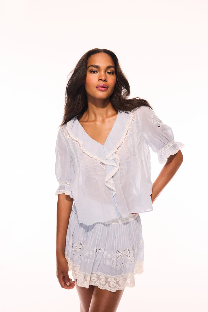 LoveShackFancy - Sinora Top - Pale Blue