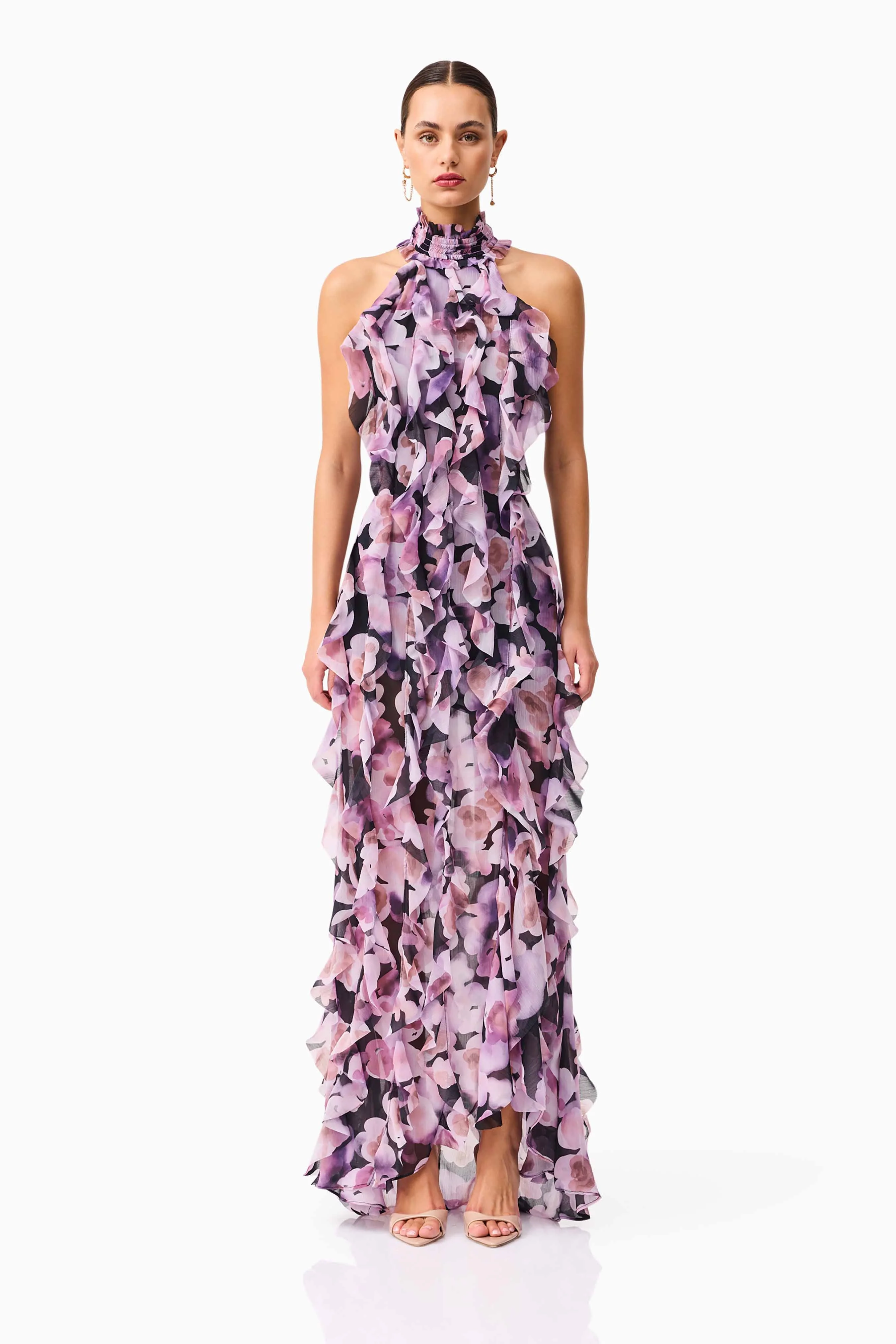 Elliatt - Solene Halter Gown - Black Lilac