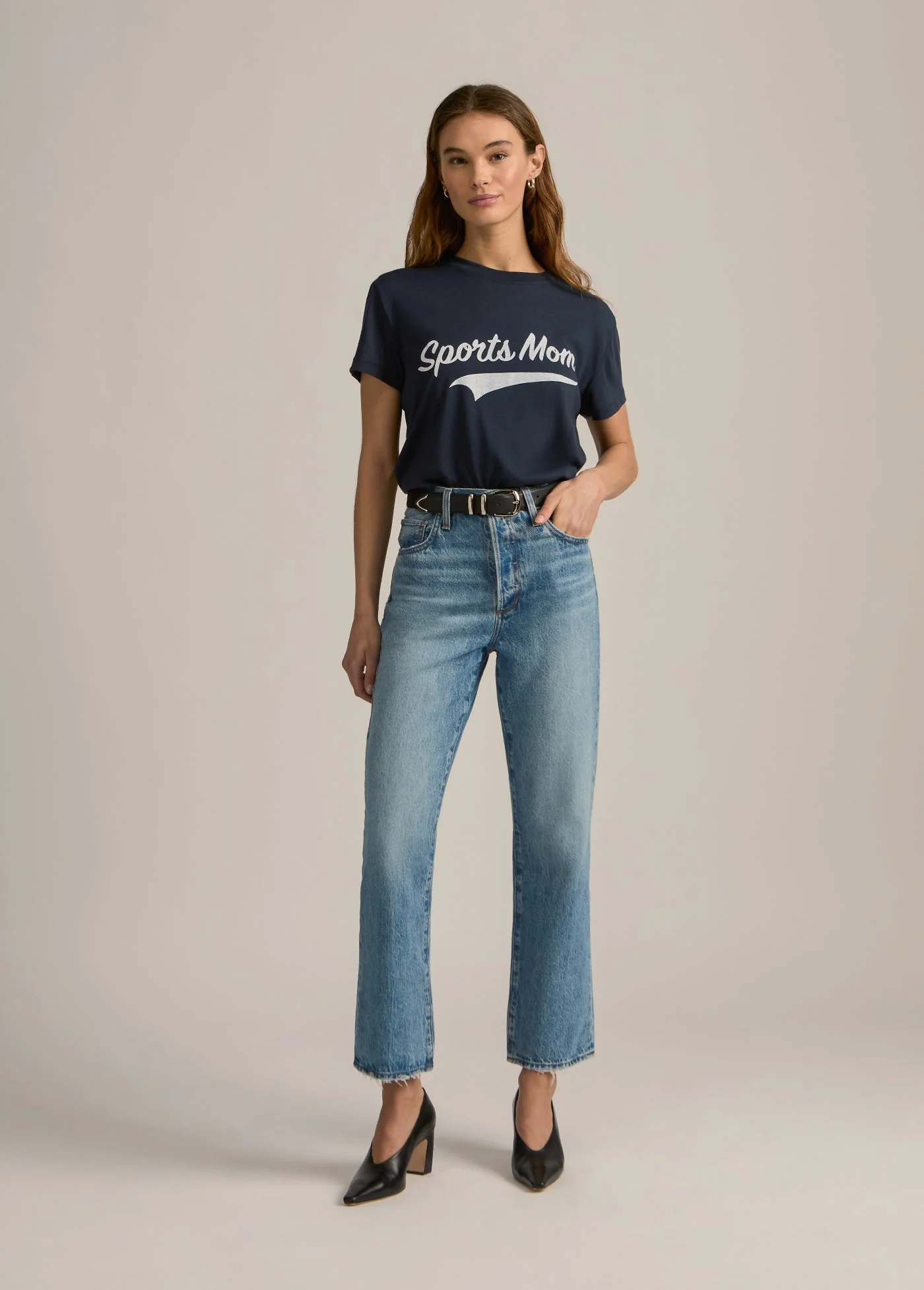 Favorite Daughter - Sports Mom Tee - Navy with White