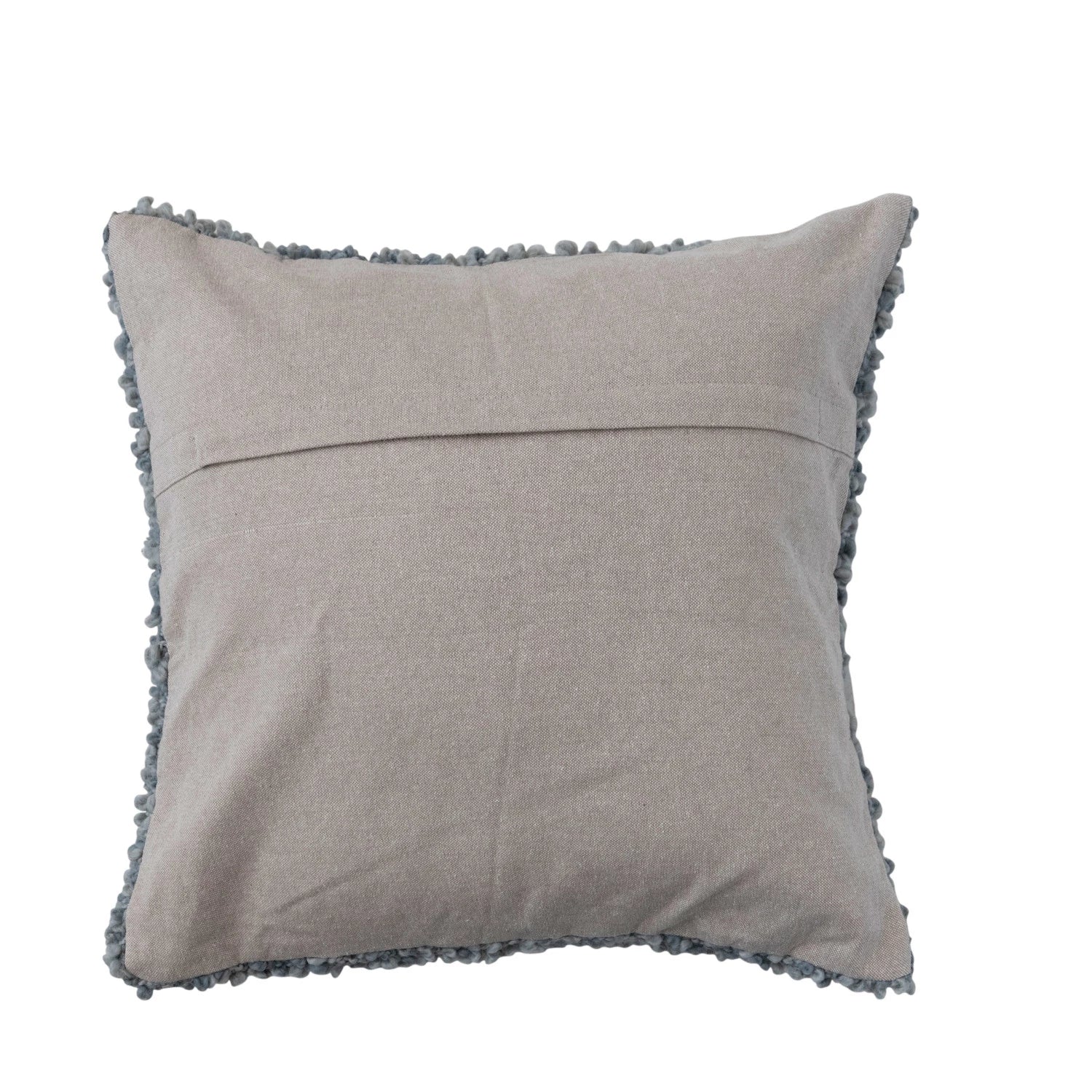 Square Hand-Woven Cotton Bouclé Pillow w/ Chambray Back, Polyester Fill - Image 2