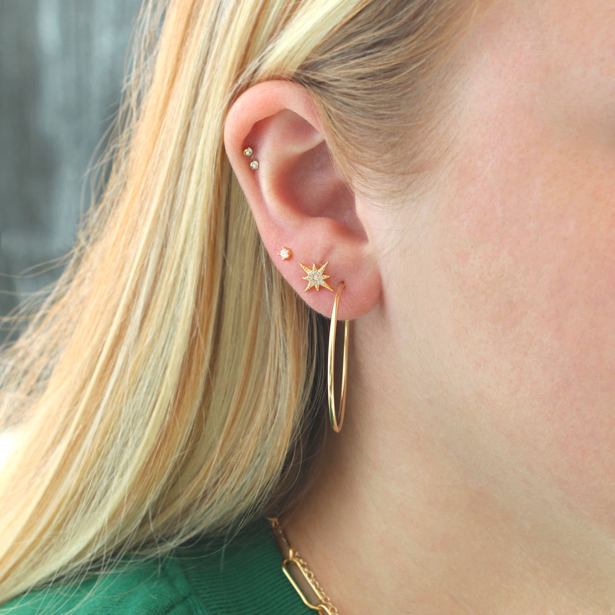 Kris Nations - Starburst Crystal Stud Earrings - 18K Gold Vermeil - Image 4