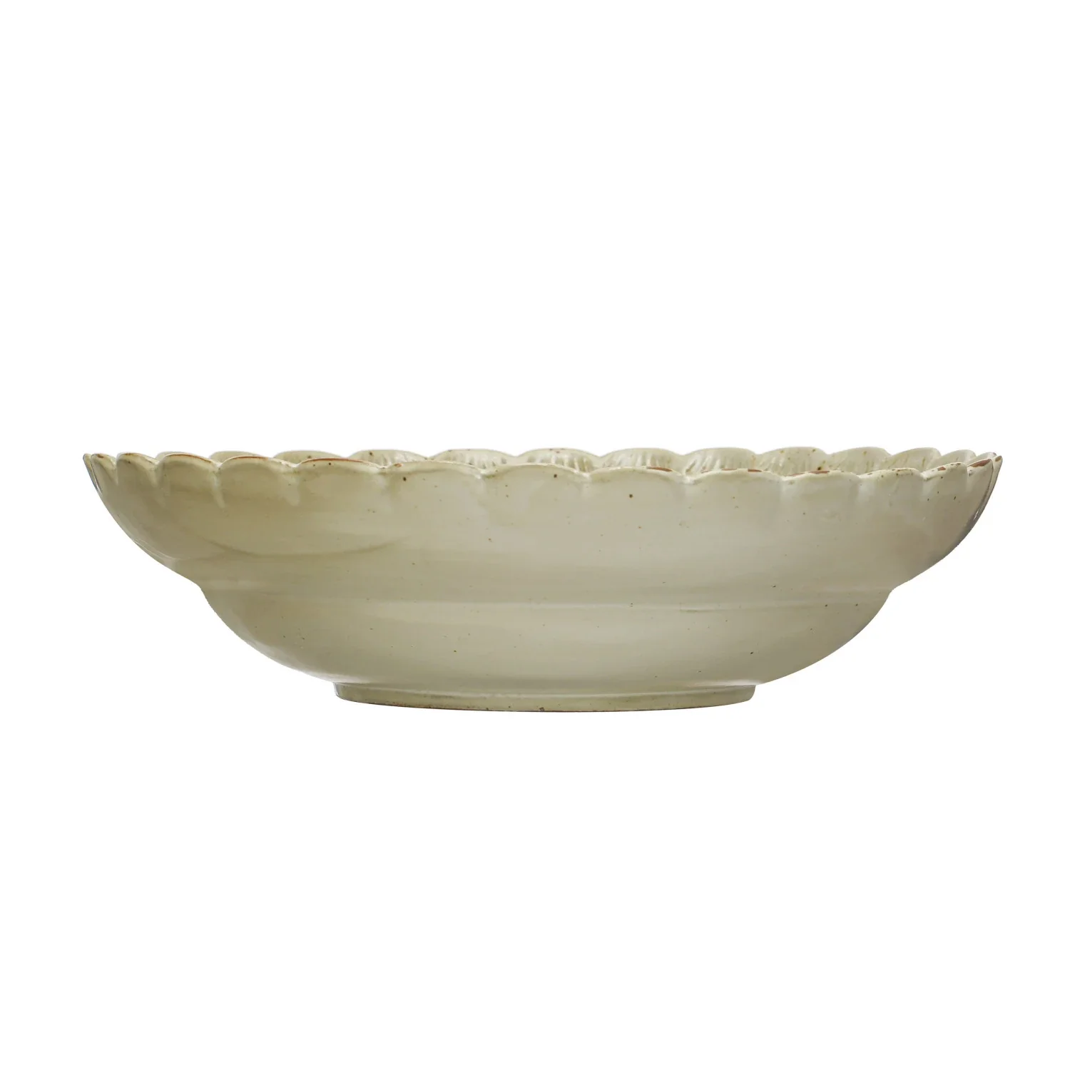 Stoneware Bowl w/ Scalloped Edge, Reactive Glaze, Green (Each One Will Vary) - Image 3