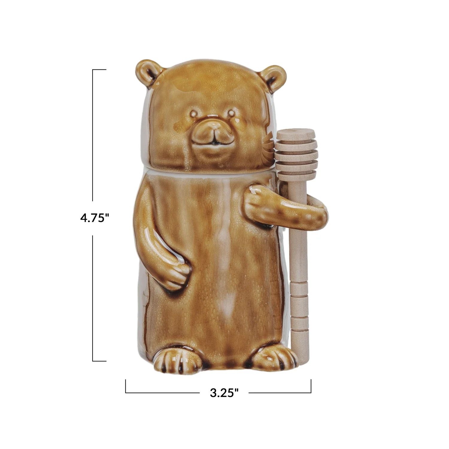 Stoneware Honey Jar w/ Wood Honey Dipper - Image 3