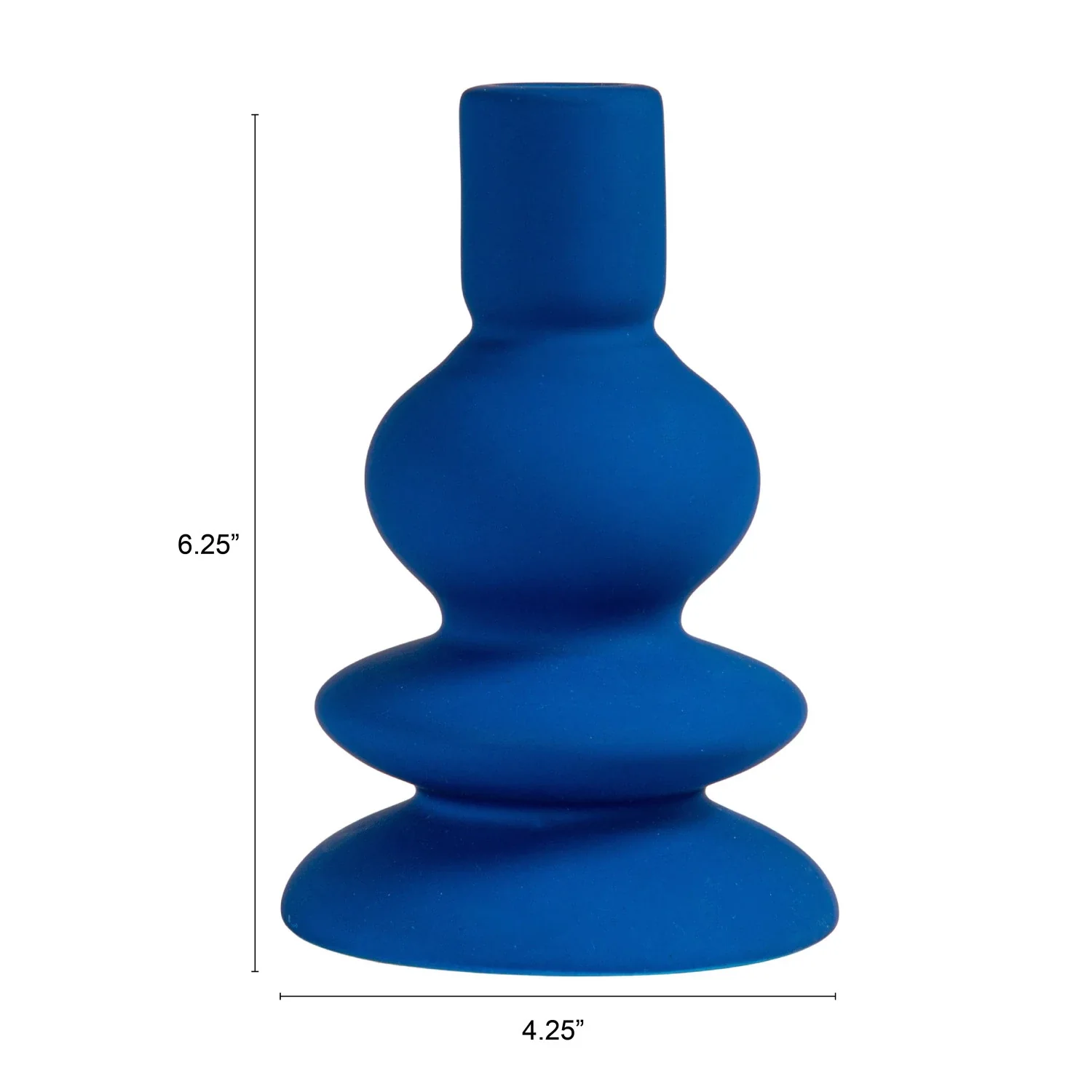 Stoneware Taper Holder, Latex Glaze, Navy Color - Image 2