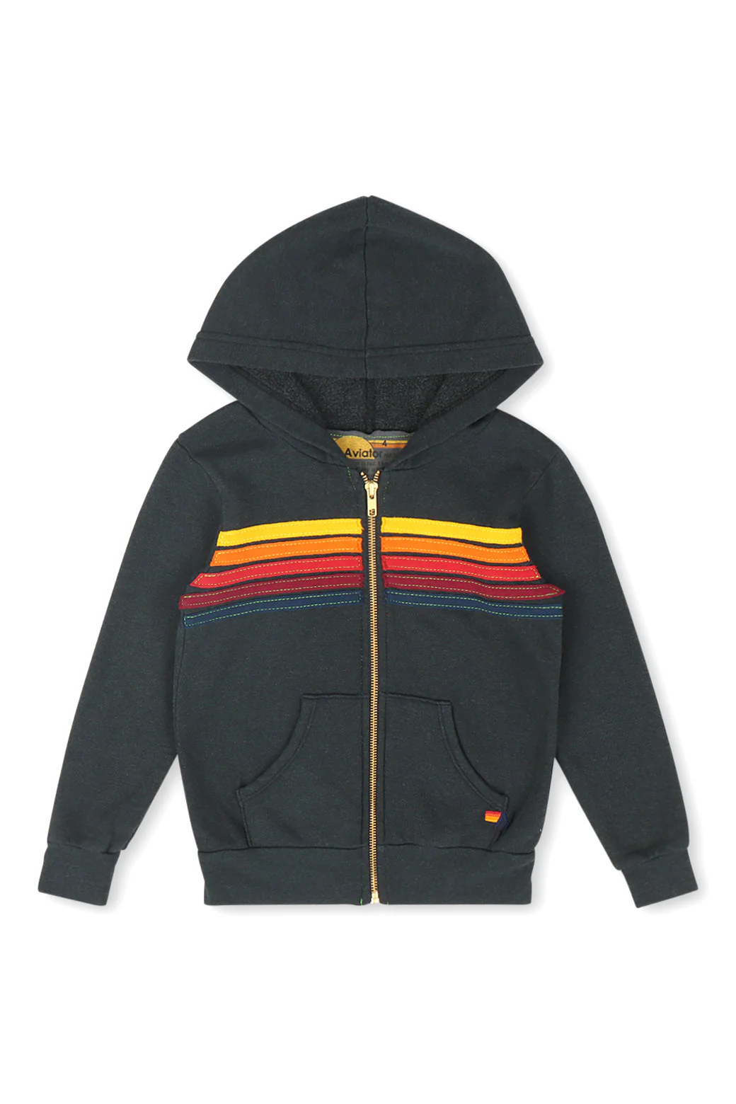 Aviator Nation - Kid's 5 Stripe Hoodie - Charcoal