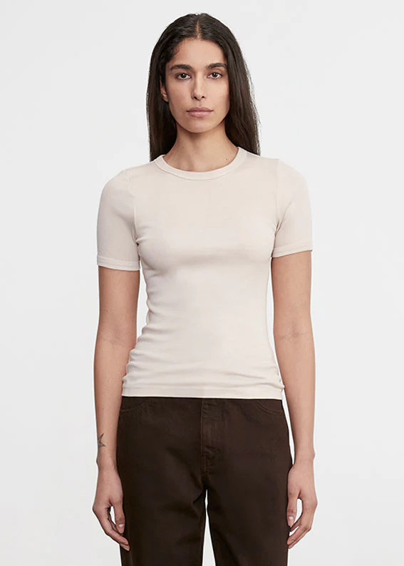 Enza Costa - Supima Cotton New Classic Short Sleeve Tee - Parchment