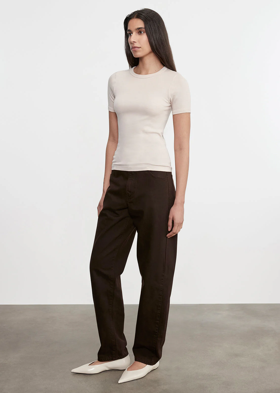 Enza Costa - Supima Cotton New Classic Short Sleeve Tee - Parchment - Image 3