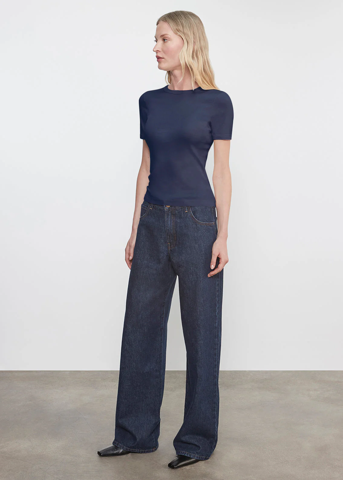 Enza Costa - Supima Cotton New Classic T-shirt - Midnight Blue - Image 3