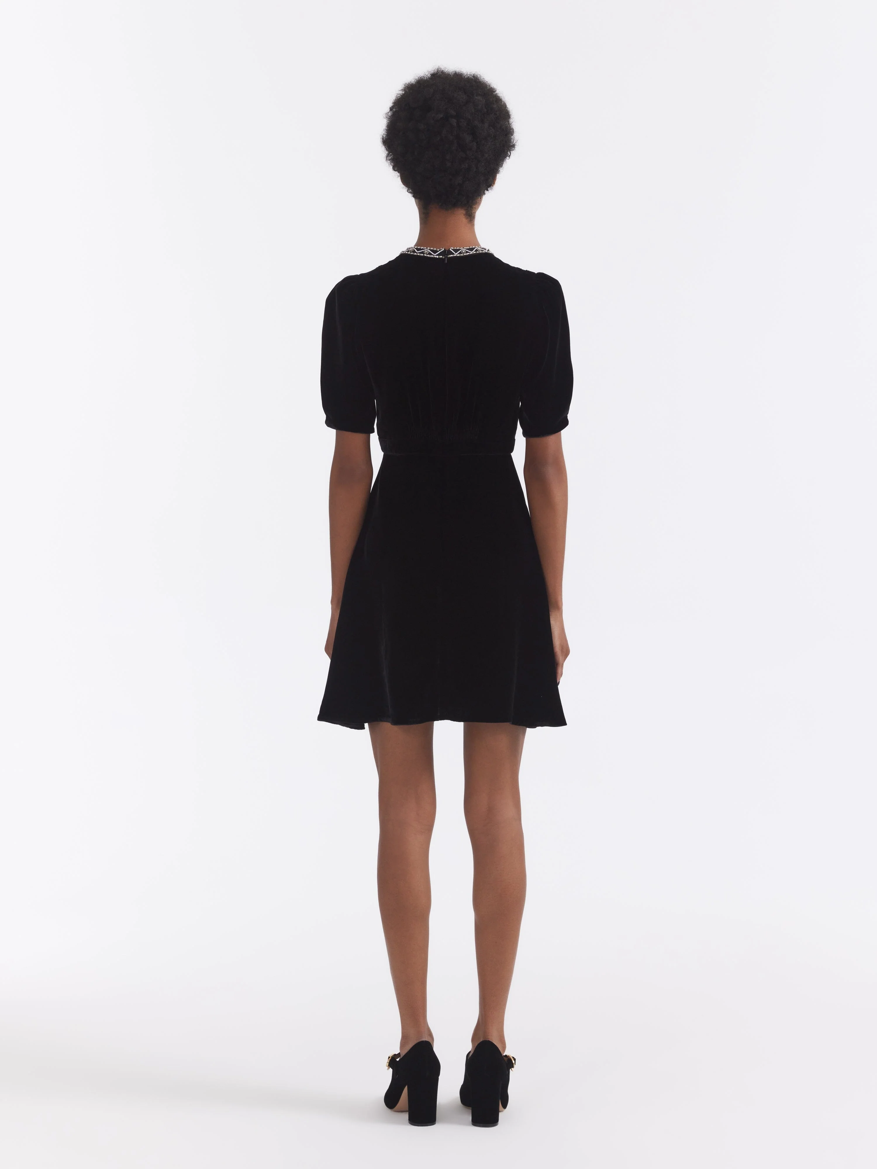Saloni - Tabitha Mini Dress - Black Diamante Embroidery - Image 5