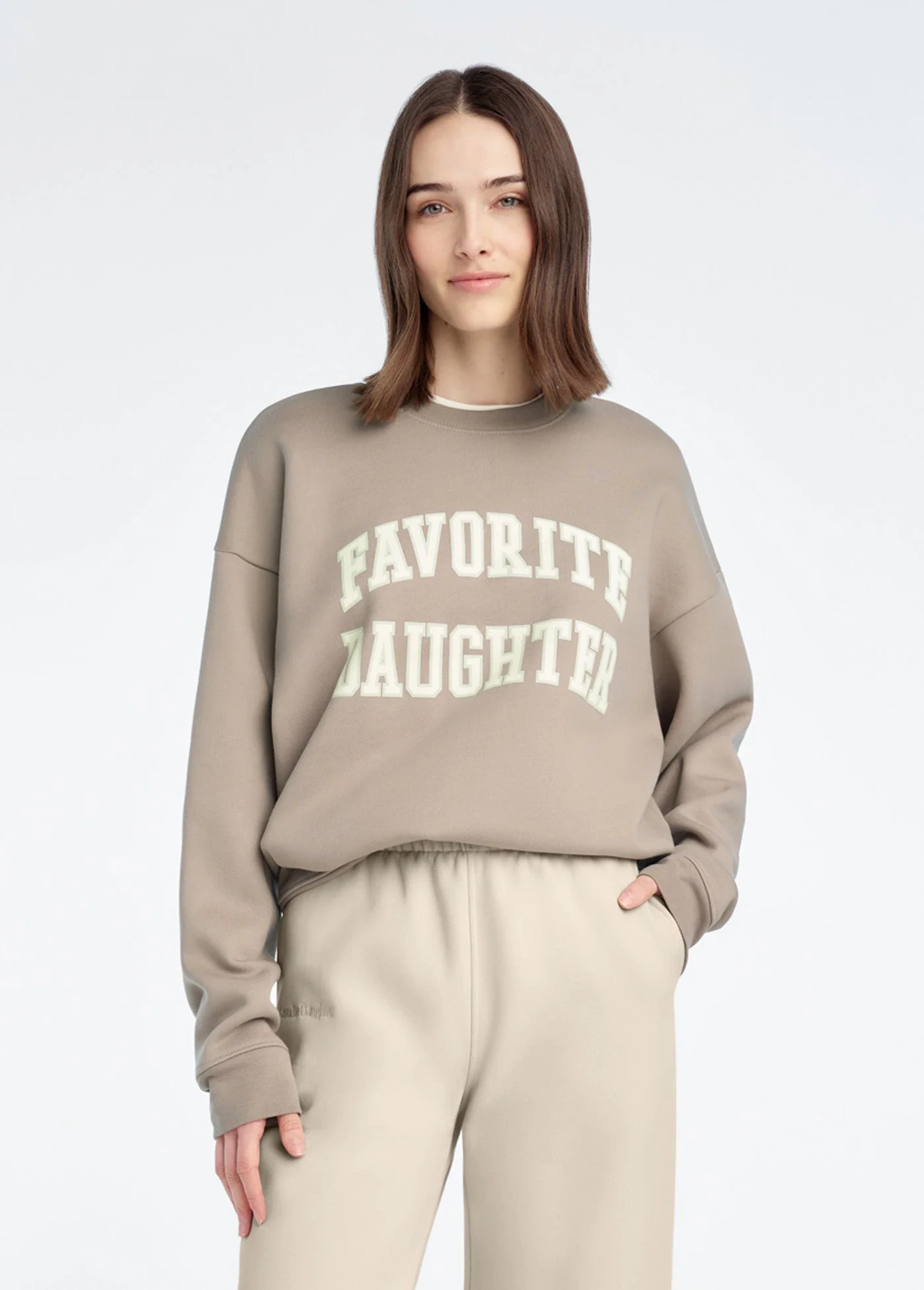 Favorite Daughter - The Collegiate Sweatshirt - Soft Taupe Gardenia - Image 2