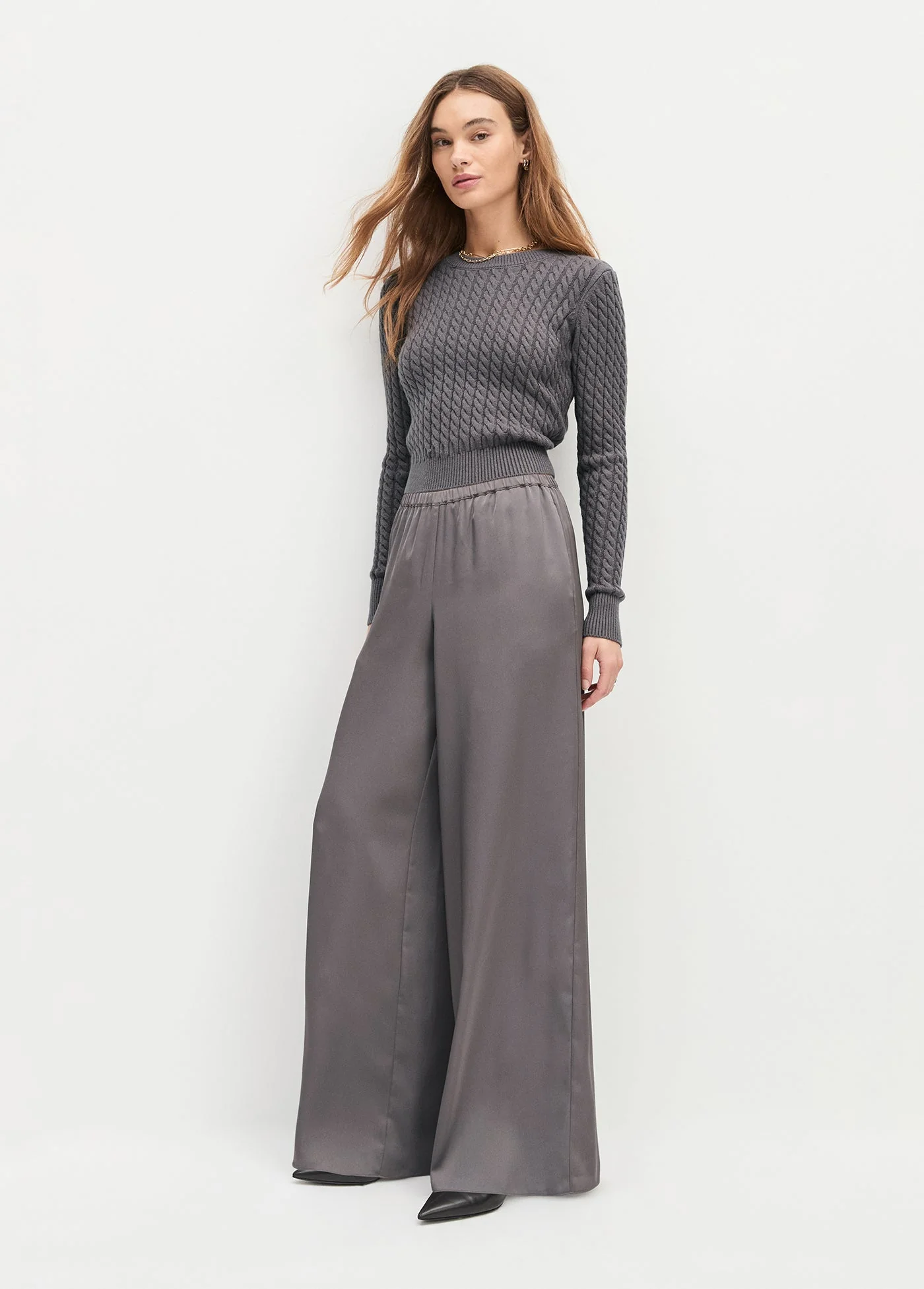 Favorite Daughter - The Effortless Wide Leg Pant - Grey Shadow