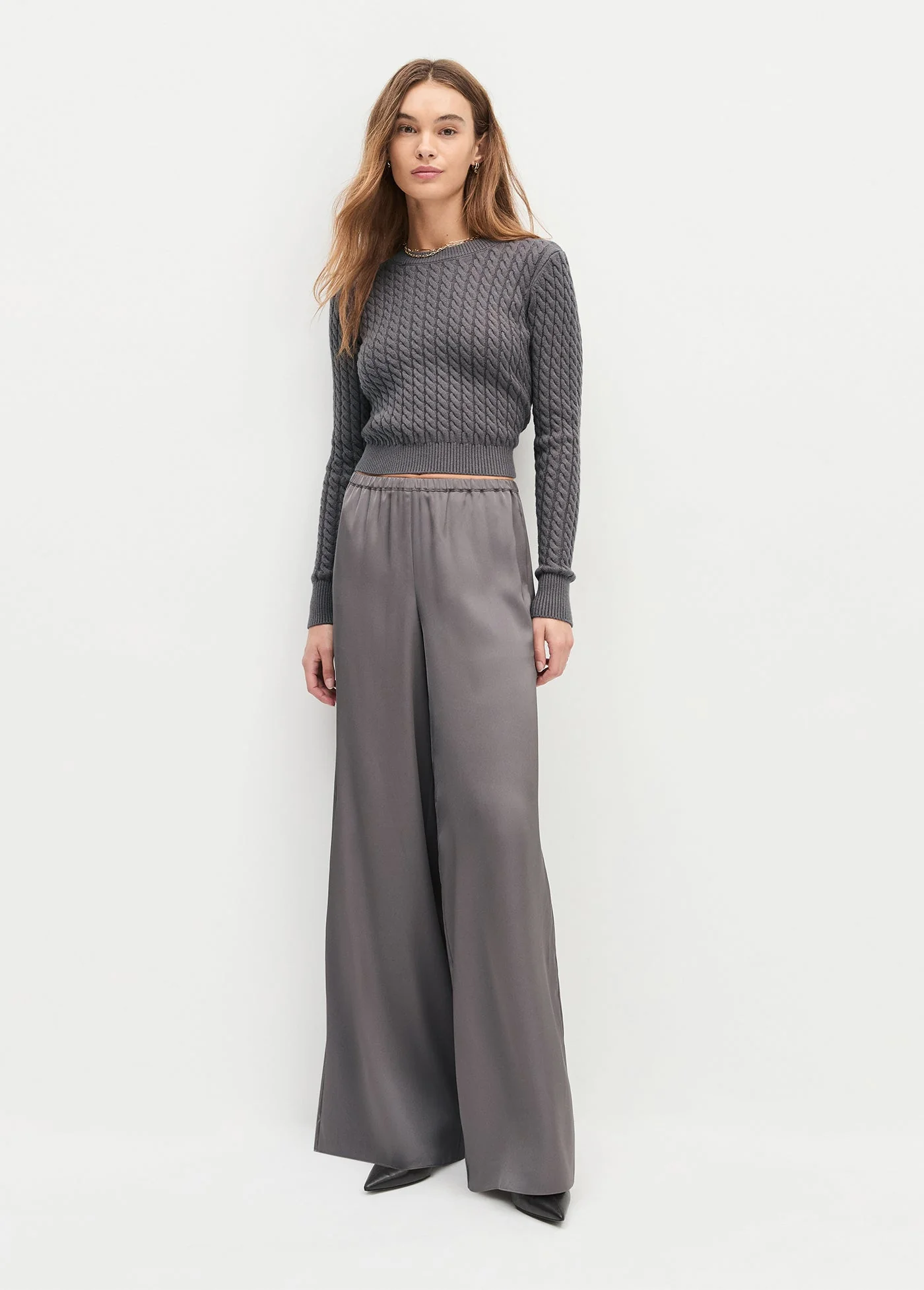 Favorite Daughter - The Effortless Wide Leg Pant - Grey Shadow - Image 4