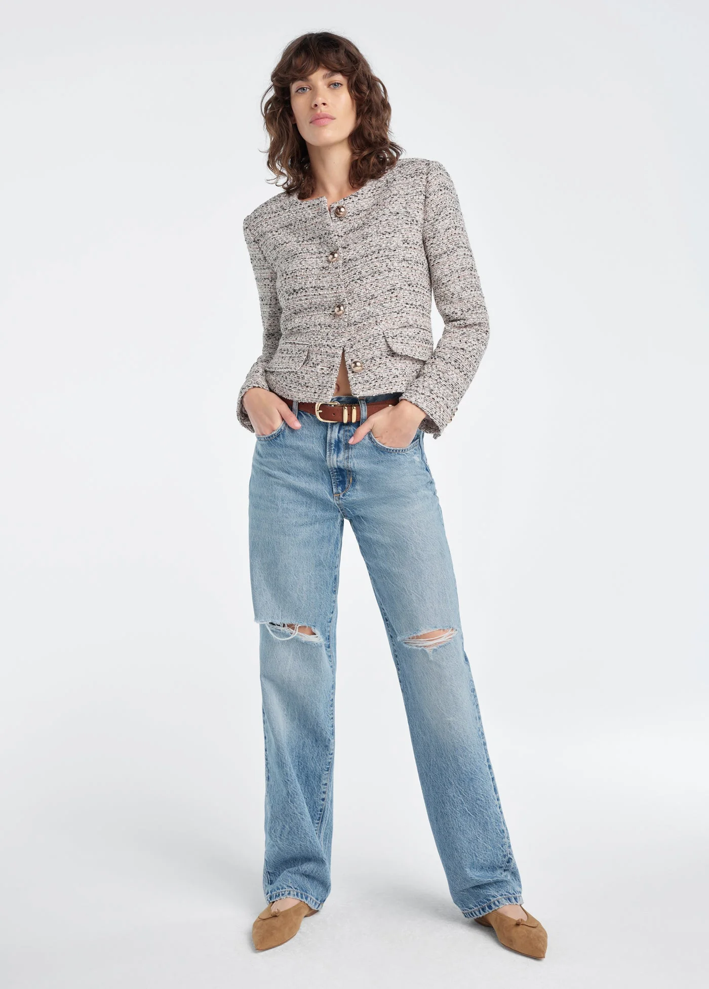 Favorite Daughter - The Lady Jacket - Pink Tweed - Image 5