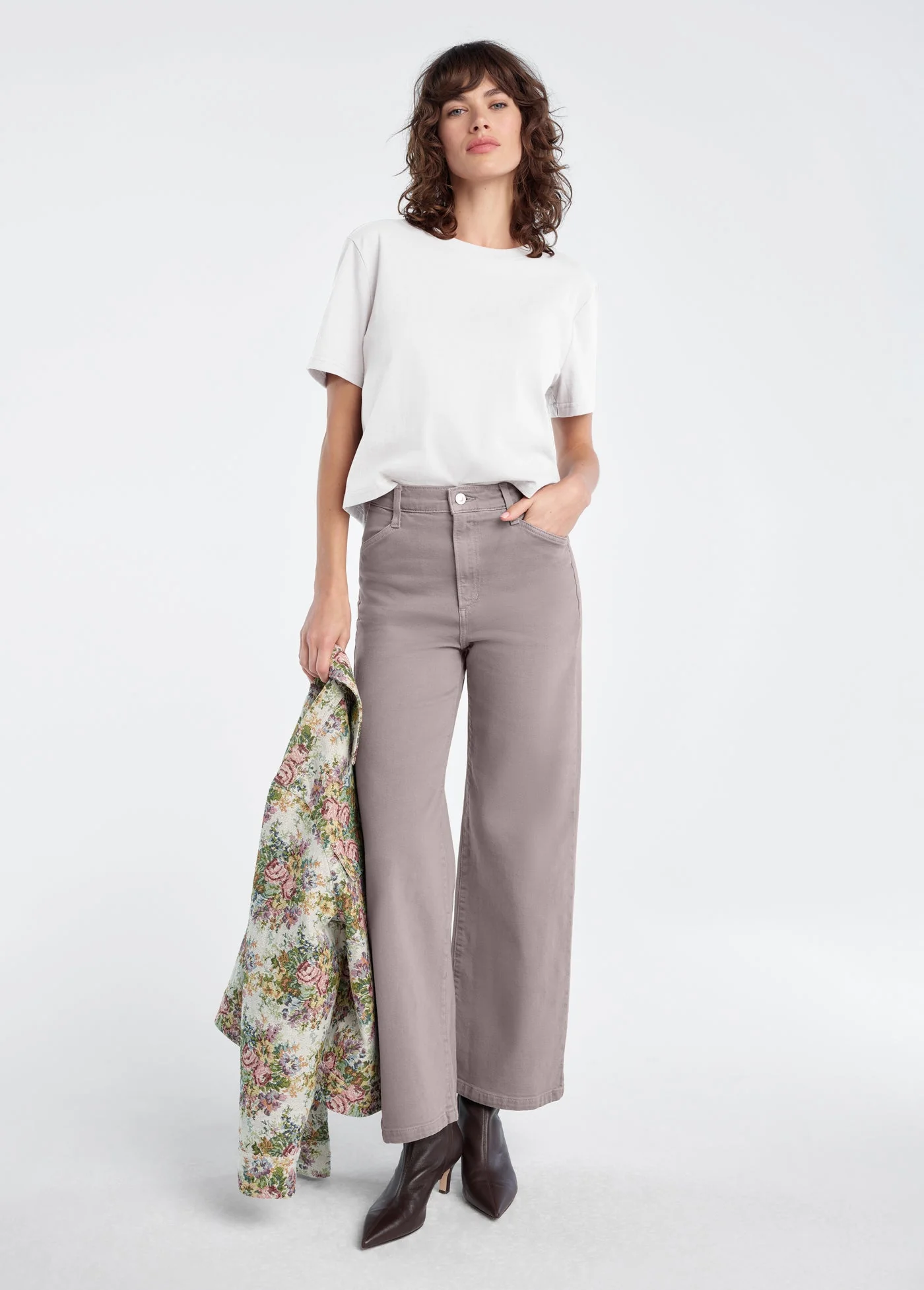 Favorite Daughter - The Mischa Super High Rise Wide Leg Ankle - Soft Taupe