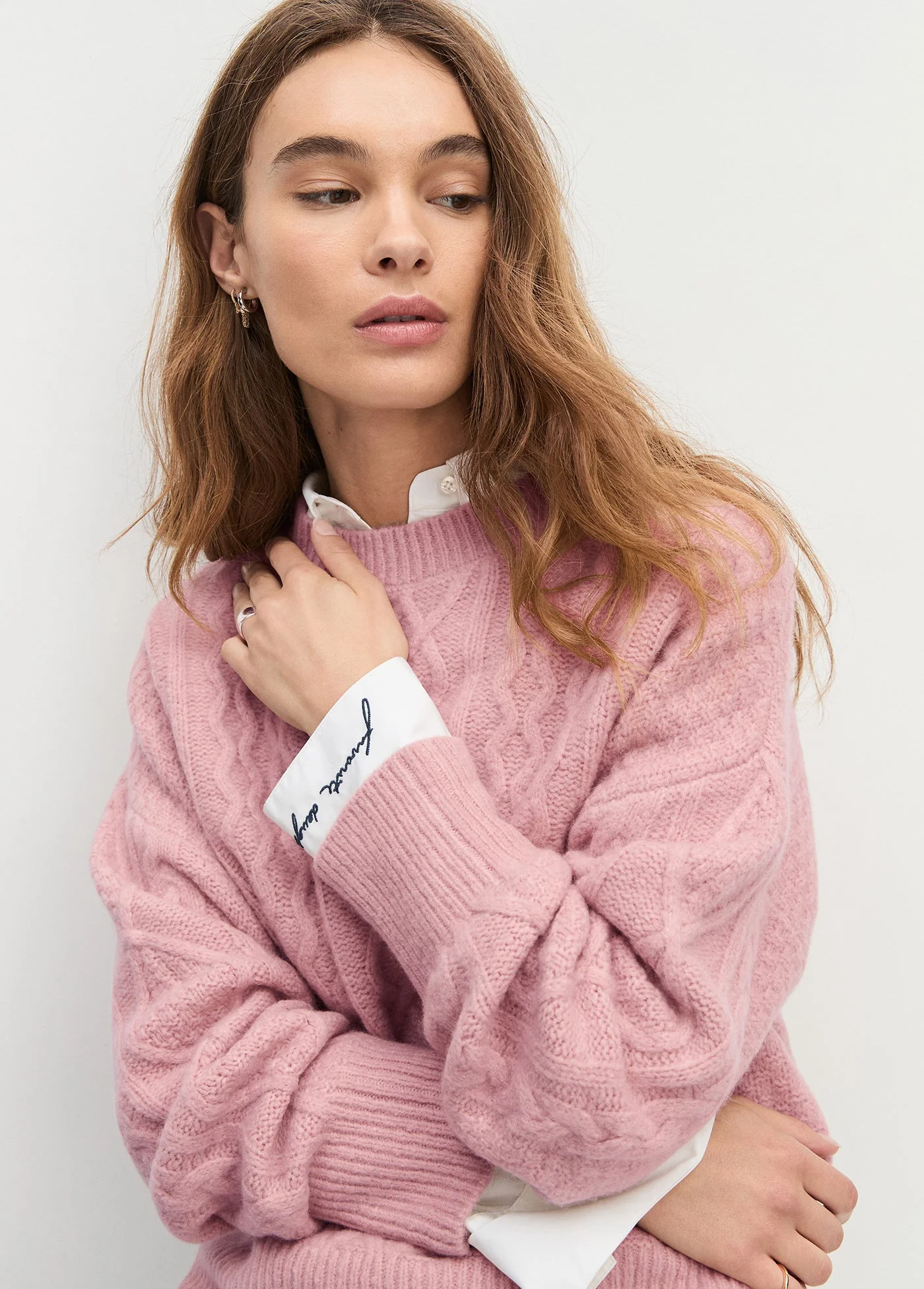 Favorite Daughter - The Oversized Cable Sweater - Whimsical Rose - Image 2