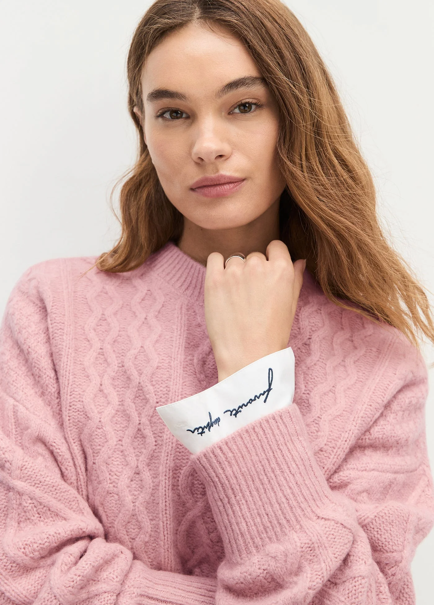 Favorite Daughter - The Oversized Cable Sweater - Whimsical Rose - Image 4