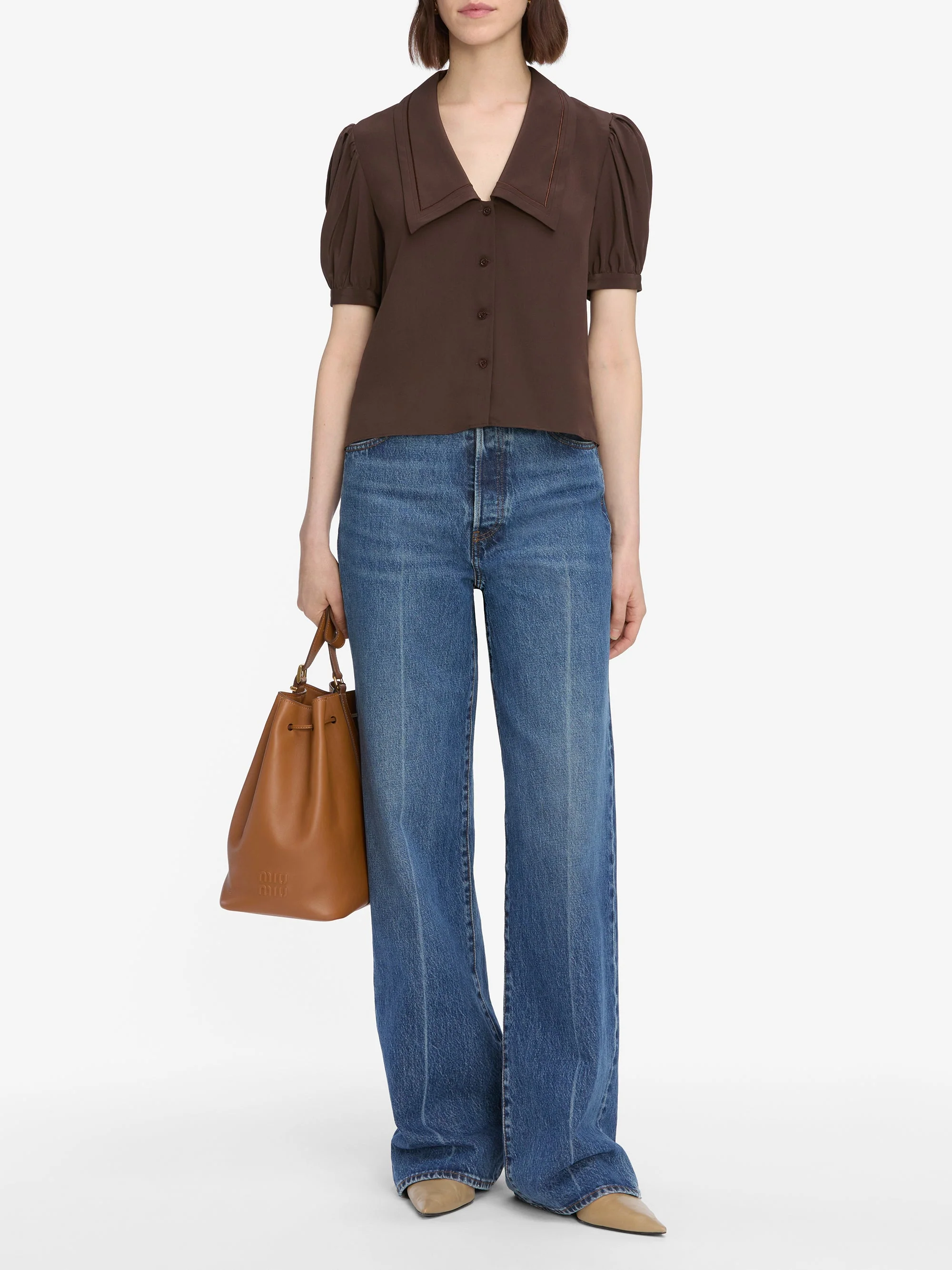 FRAME - The Sailor Blouse - Coffee - Image 2
