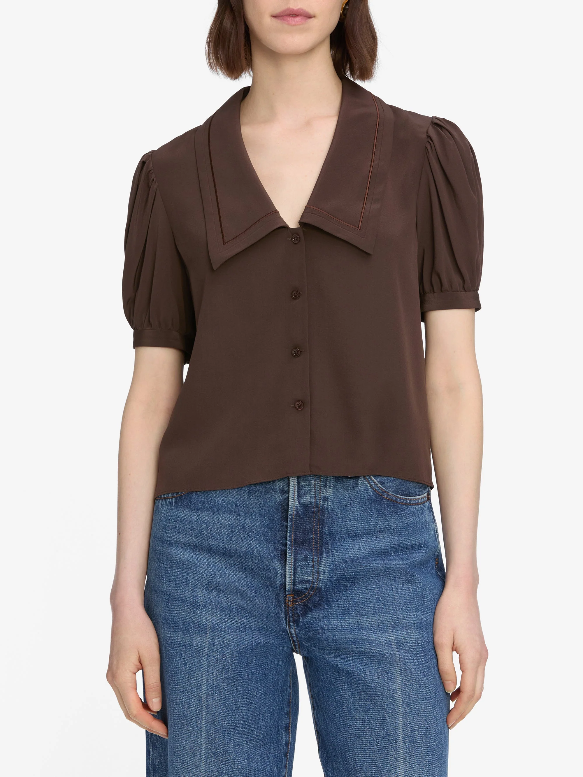 FRAME - The Sailor Blouse - Coffee - Image 3