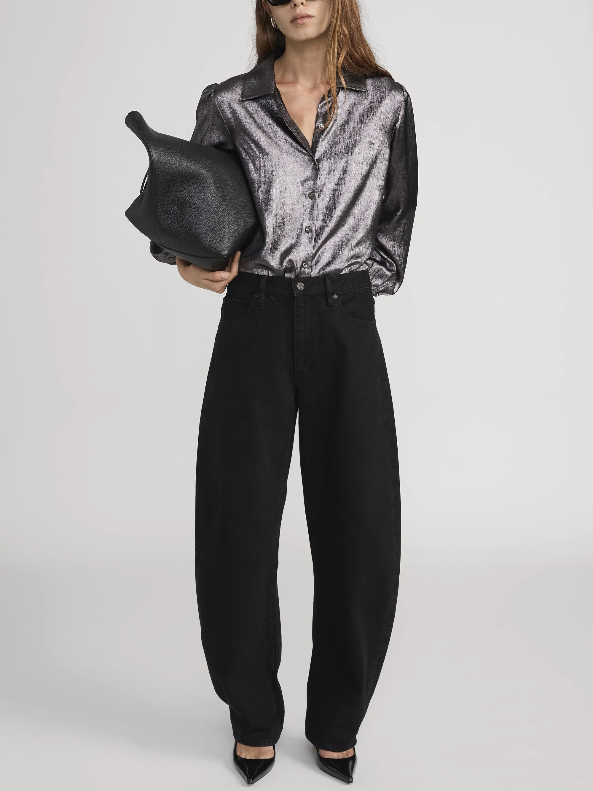FRAME - The Shiny Staple Blouse - Gunmetal - Image 2