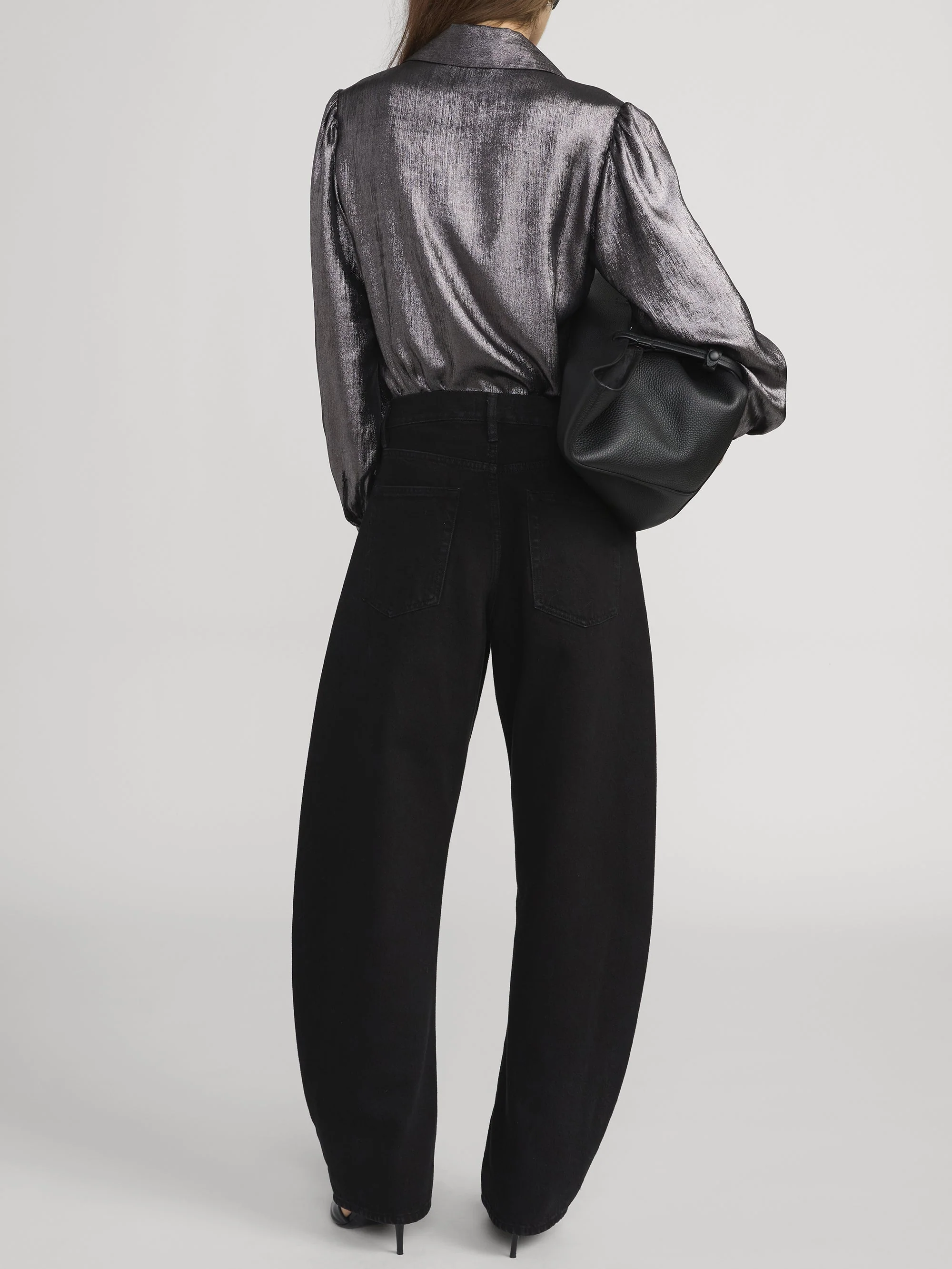 FRAME - The Shiny Staple Blouse - Gunmetal - Image 6