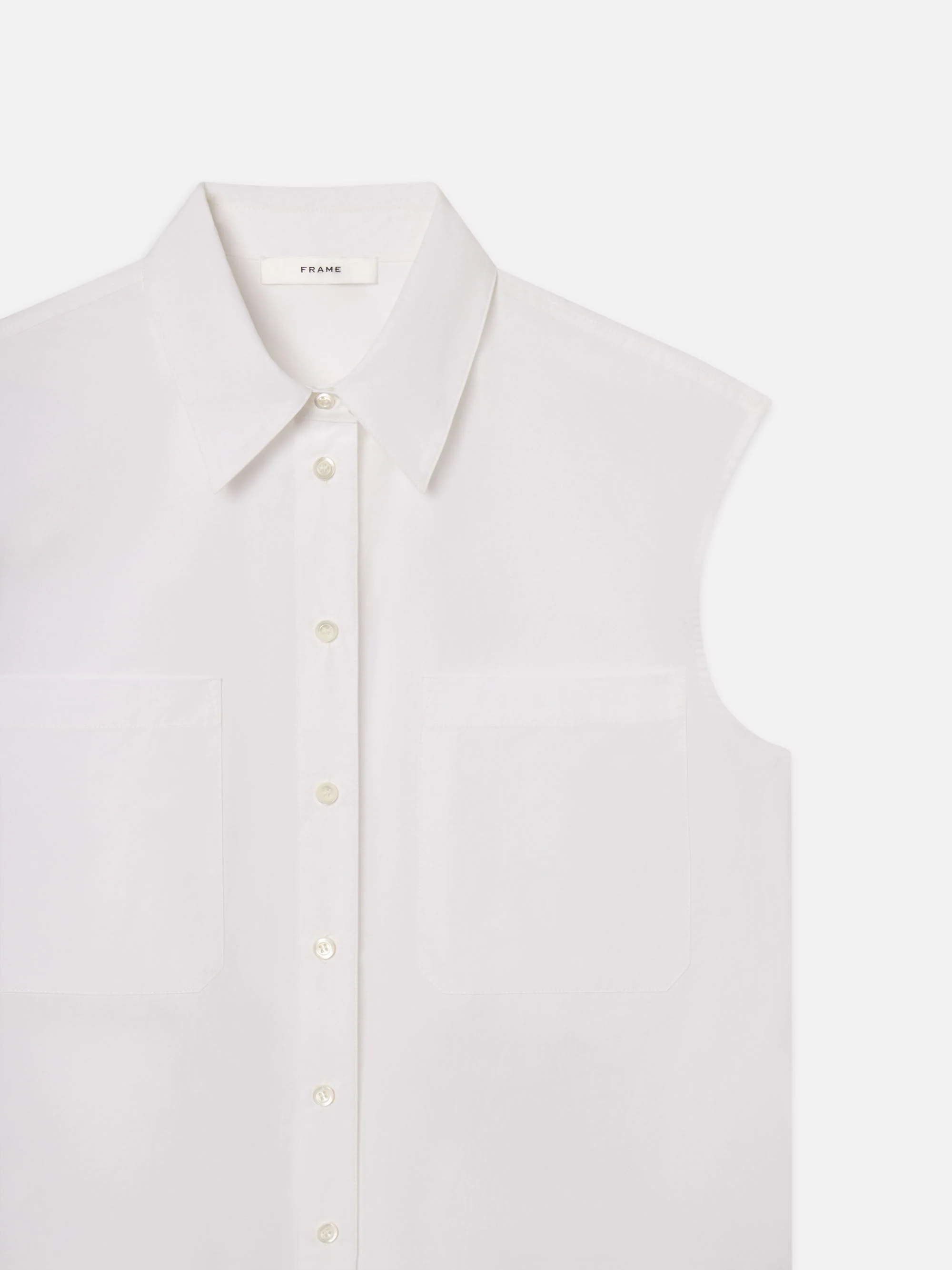FRAME - The Sleeveless Shirt Dress - White - Image 2