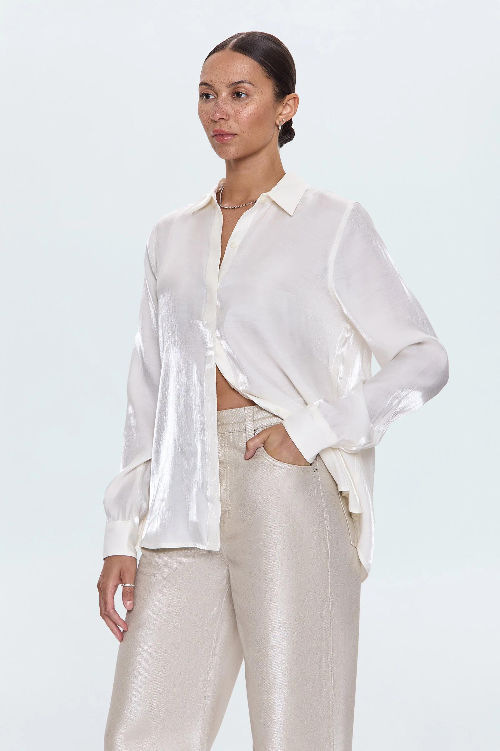 Pistola - Tilda Long Sleeve Button Up - Ecru - Image 3