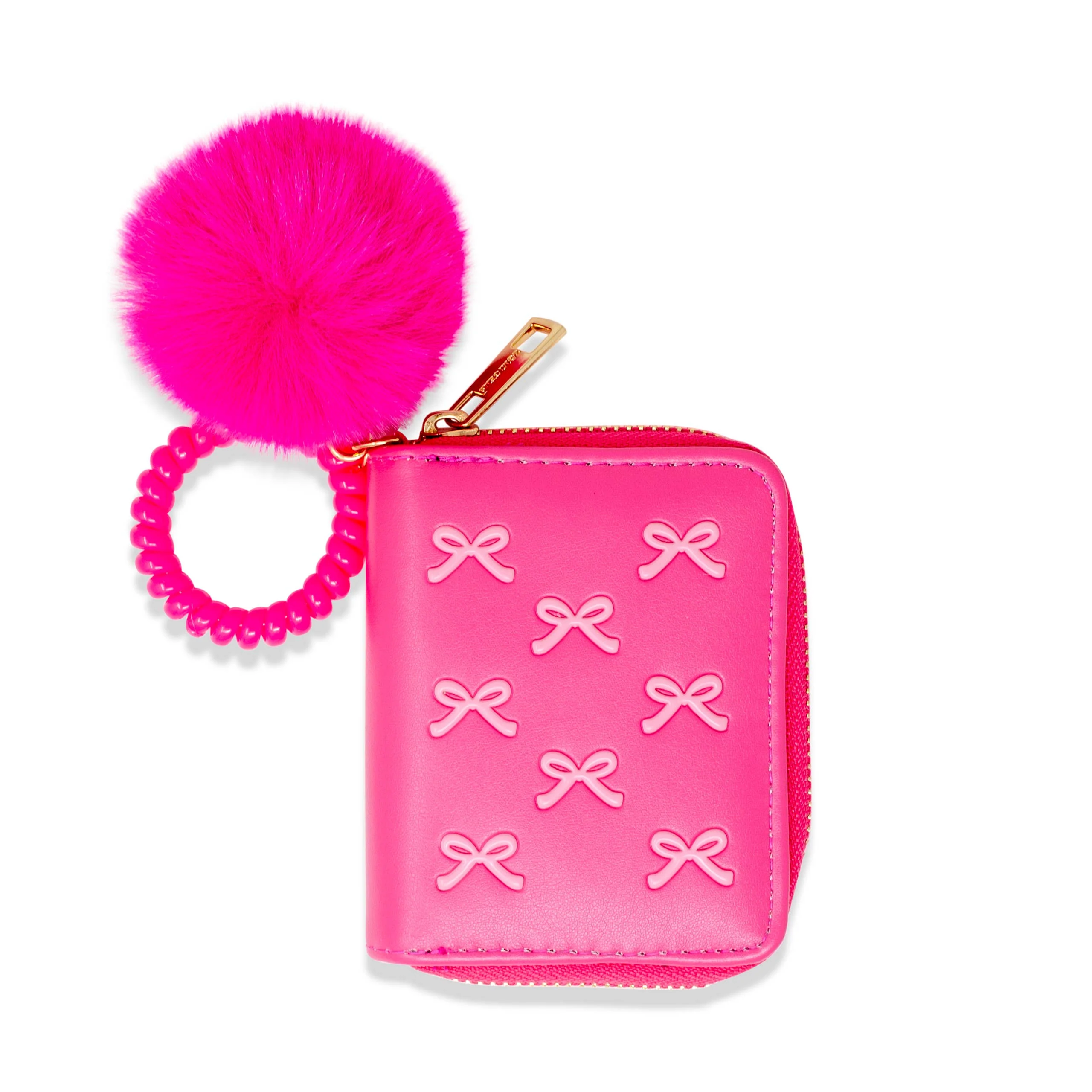3D Bow Pom Pom Zip Wallet - Image 2