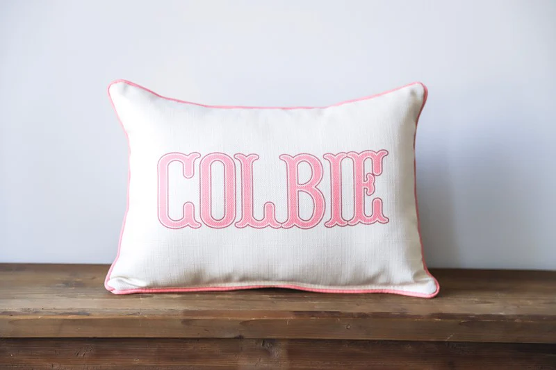 Personalized Traditional Girl Name Pillow - Light Pink