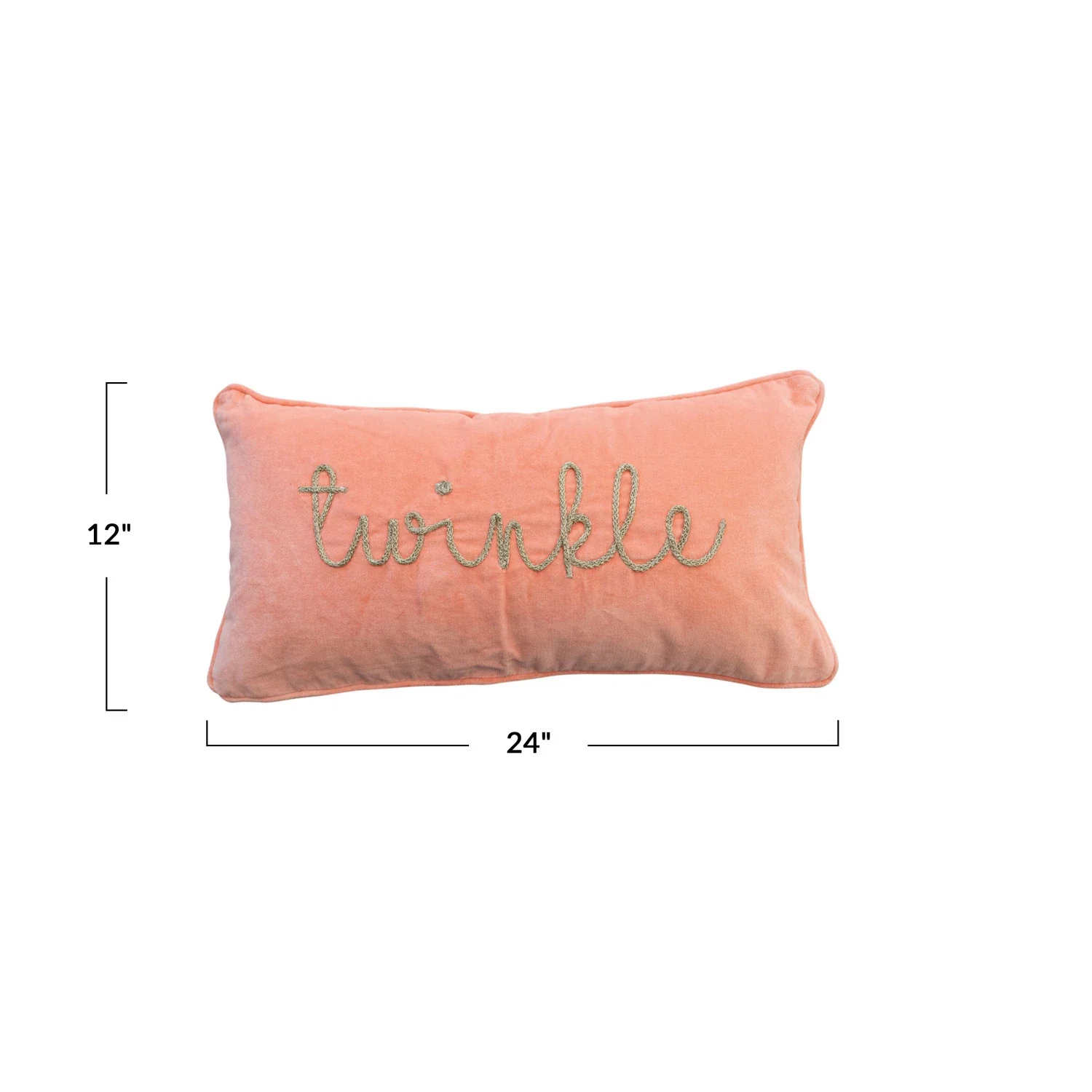 Cotton Velvet Pillow w/ Metallic Gold Thread Embroidered "Twinkle" - Image 3
