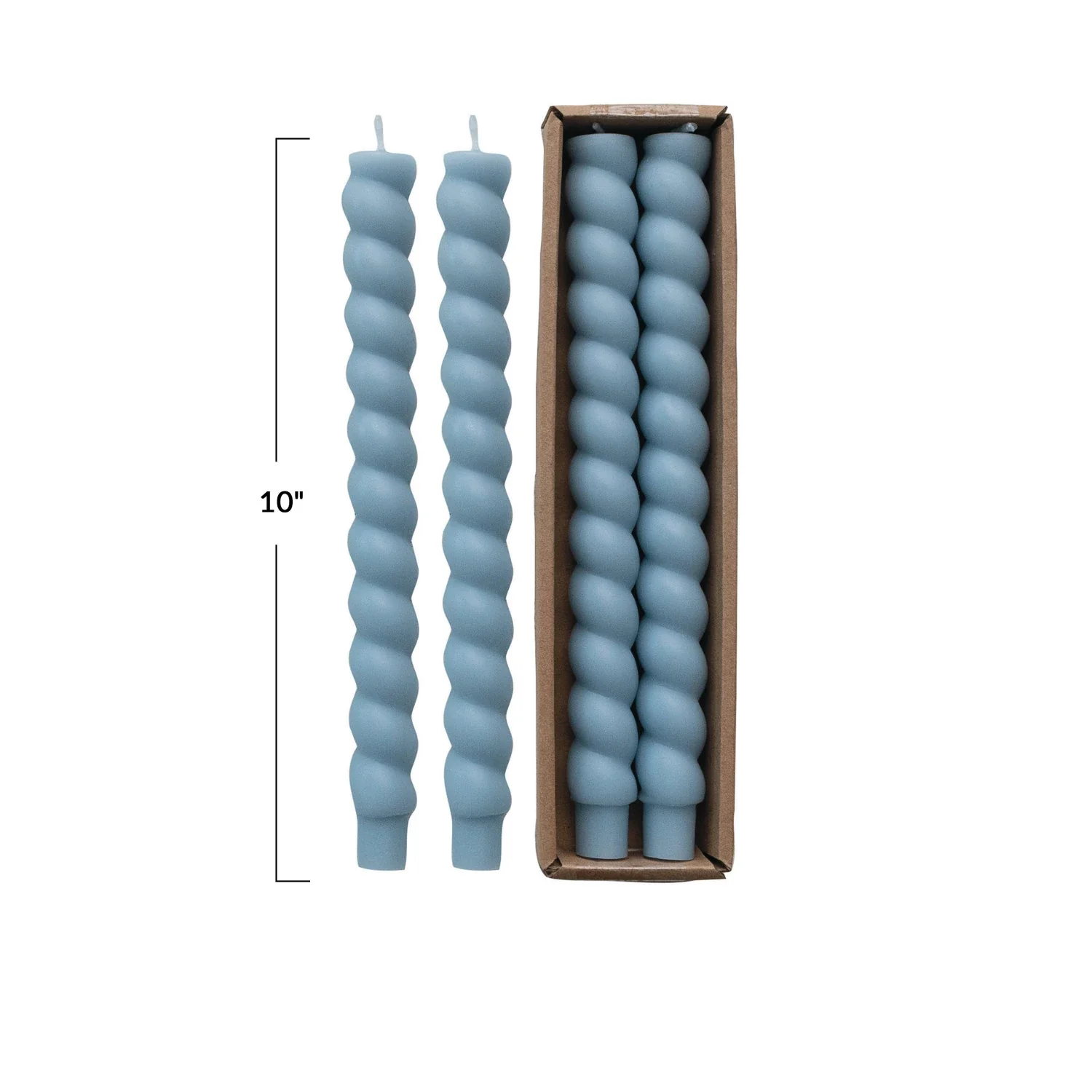 Unscented Twisted Taper Candles in Box - Blue, Set of 2 - Image 3