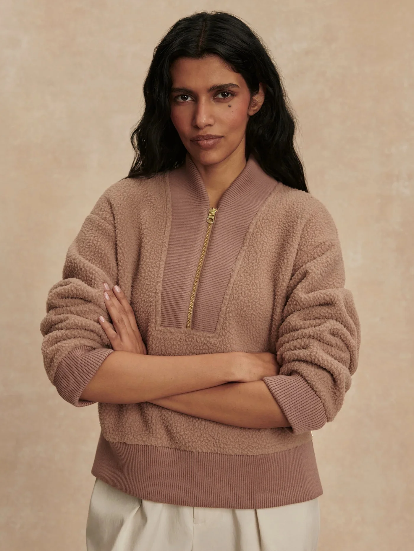 Varely - Mumford Half-Zip Sweat - Ginger Snap - Image 2