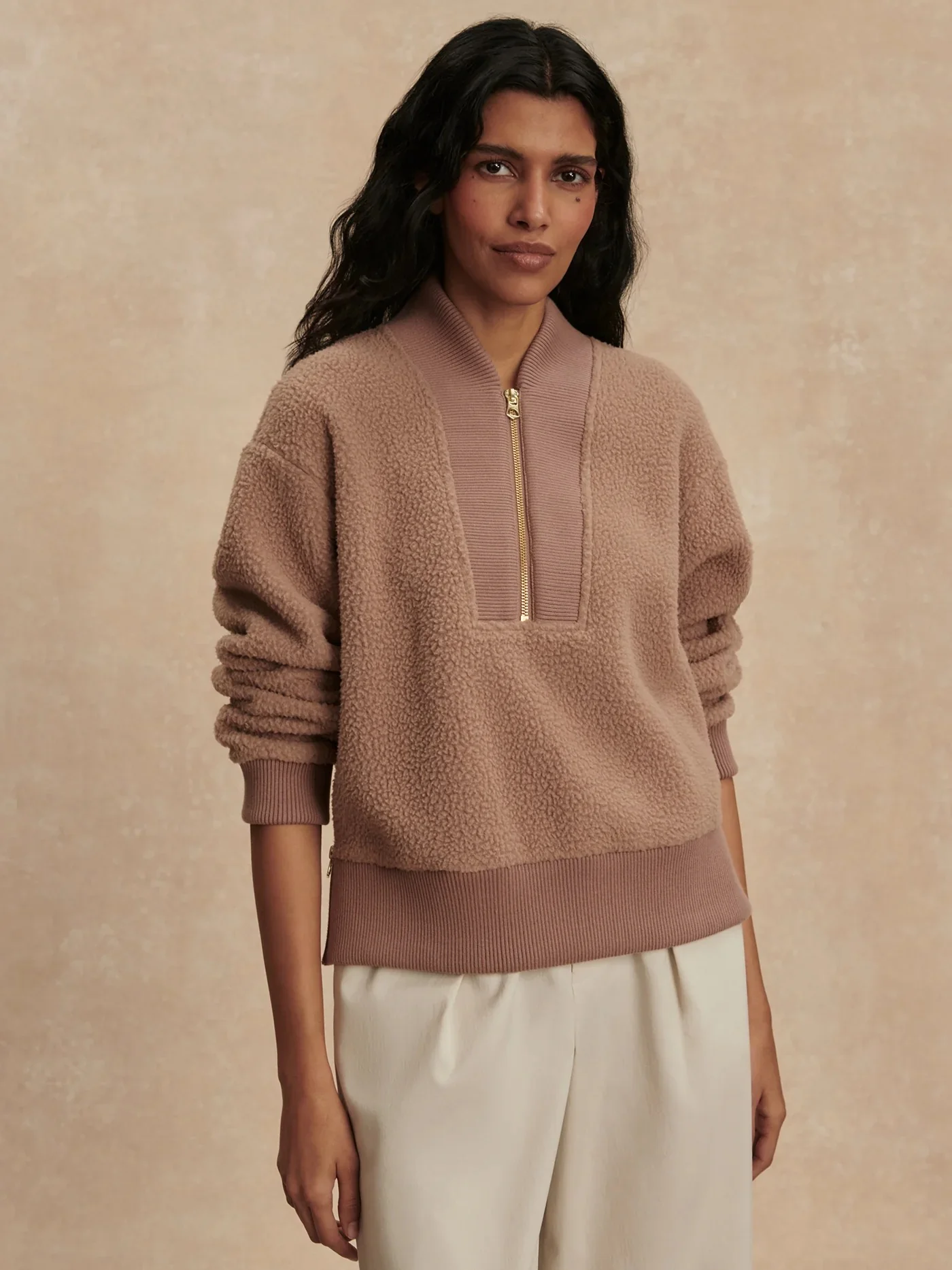 Varely - Mumford Half-Zip Sweat - Ginger Snap - Image 4