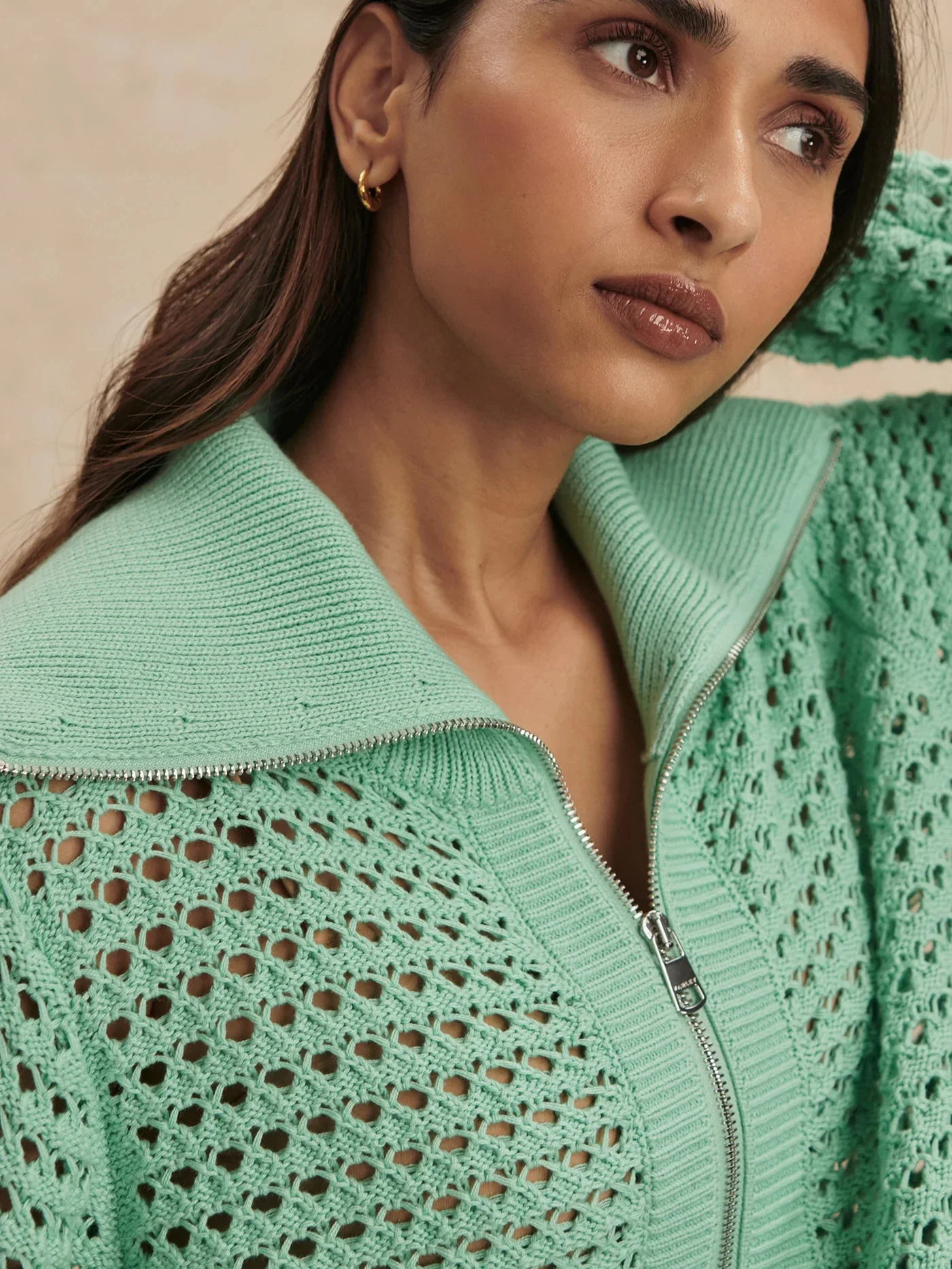 Varley - Eloise Full Zip Knit - Dusty Jade Green - Image 4