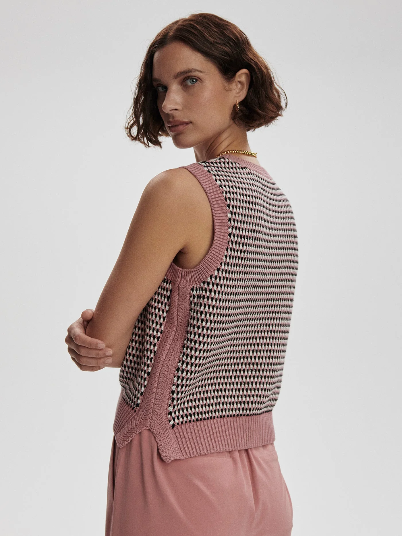 Varley - Knowles Textured Knit Vest - Woodrose Multi Stitch - Image 4