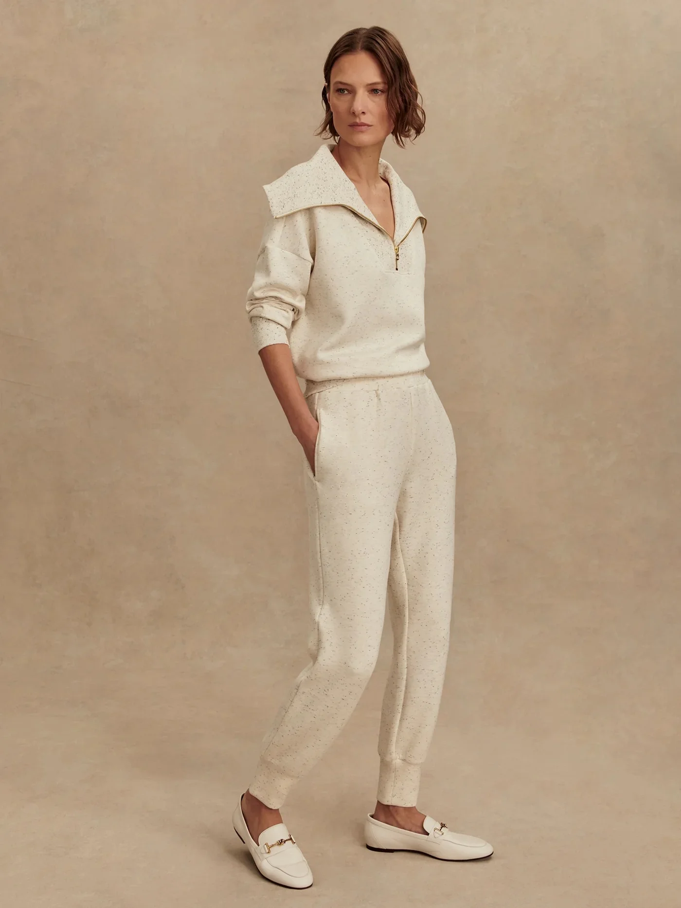 Varley - The Slim Cuff Pant 25 - Ivory Marl Fleck - Image 3