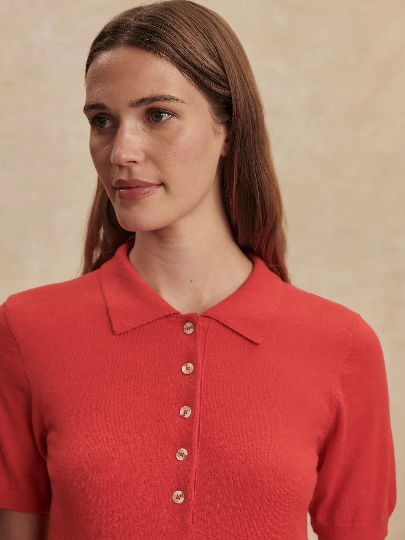Varley - Toni Fine Knit Polo - Poinsettia - Image 4