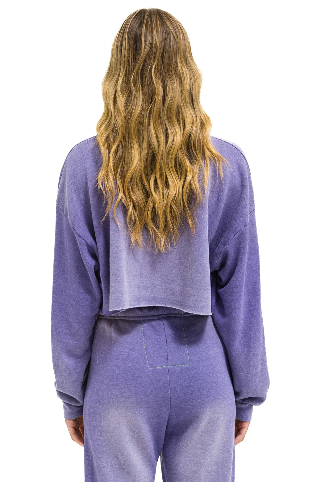 Aviator Nation - Vintage Logo Cropped Crew Sweatshirt Relaxed - Faded Grape - Image 5