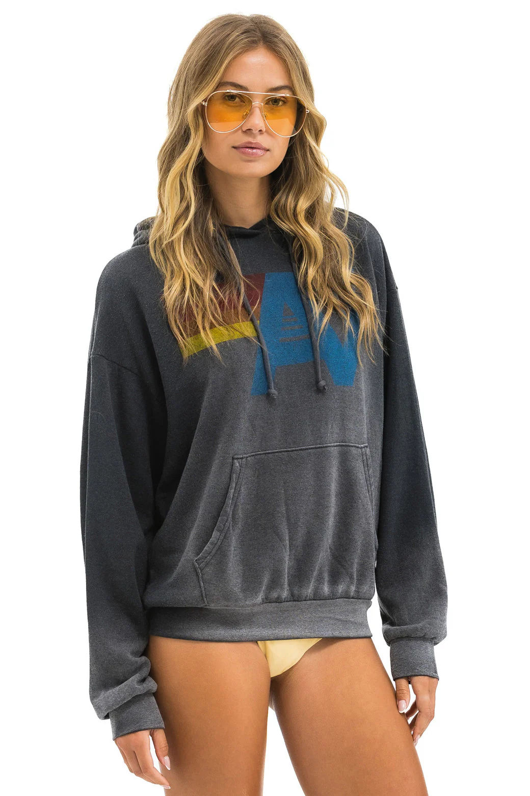 Aviator Nation - Vintage Logo Relaxed Pullover Hoodie - Faded Smoke - Image 3