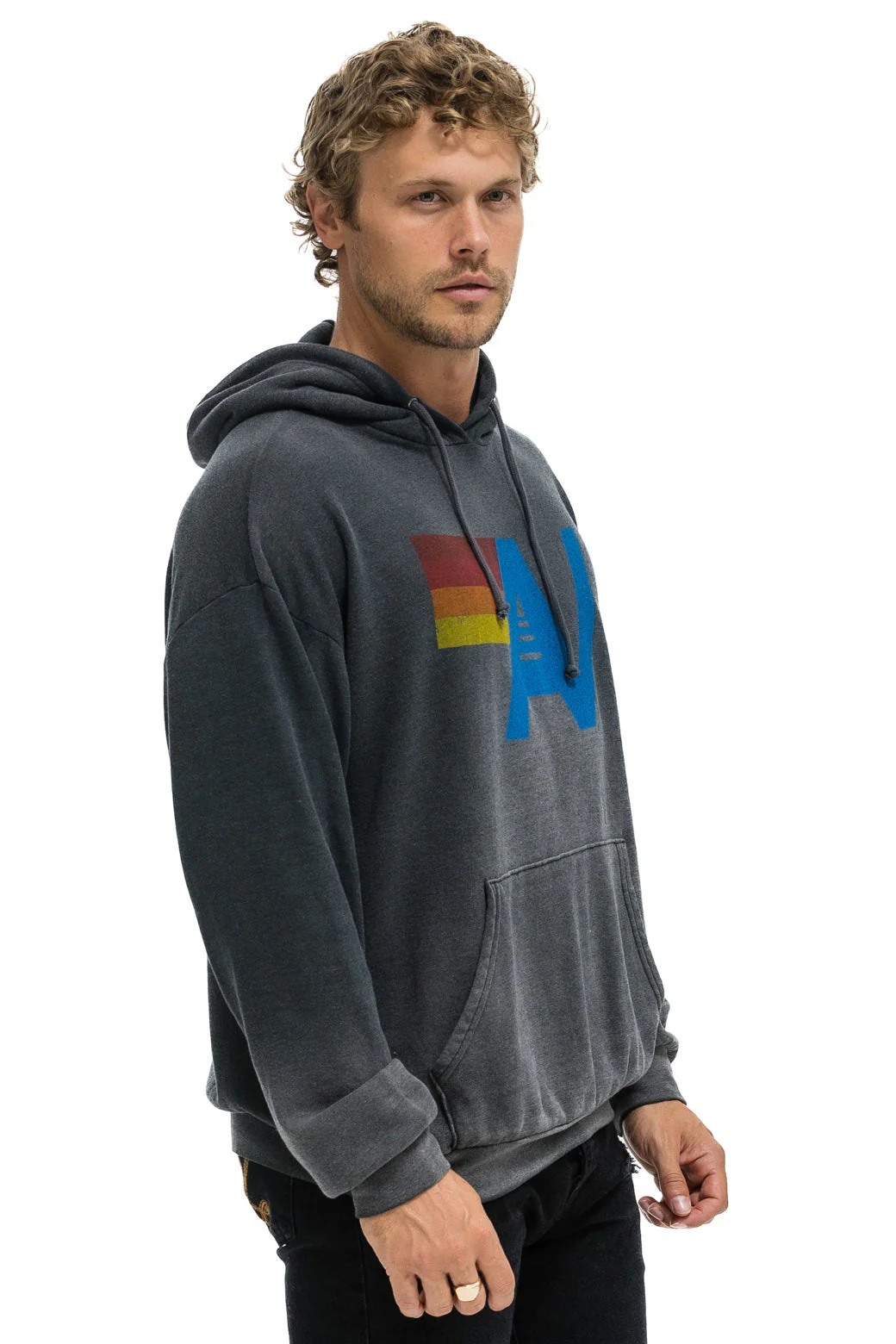 Aviator Nation - Vintage Logo Relaxed Pullover Hoodie - Faded Smoke - Image 6