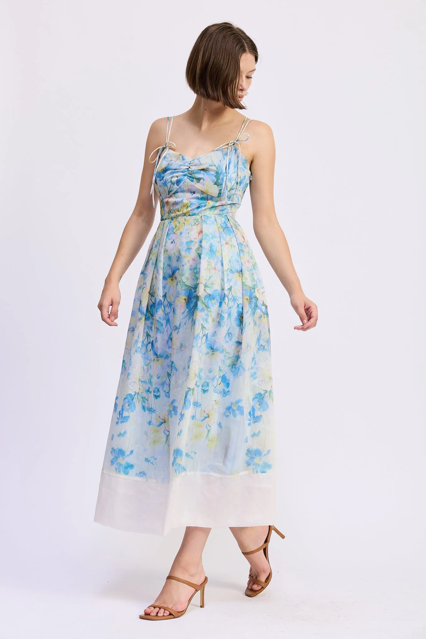 En Saison - Vivian Midi Dress - Ivory Blue Yellow - Image 2