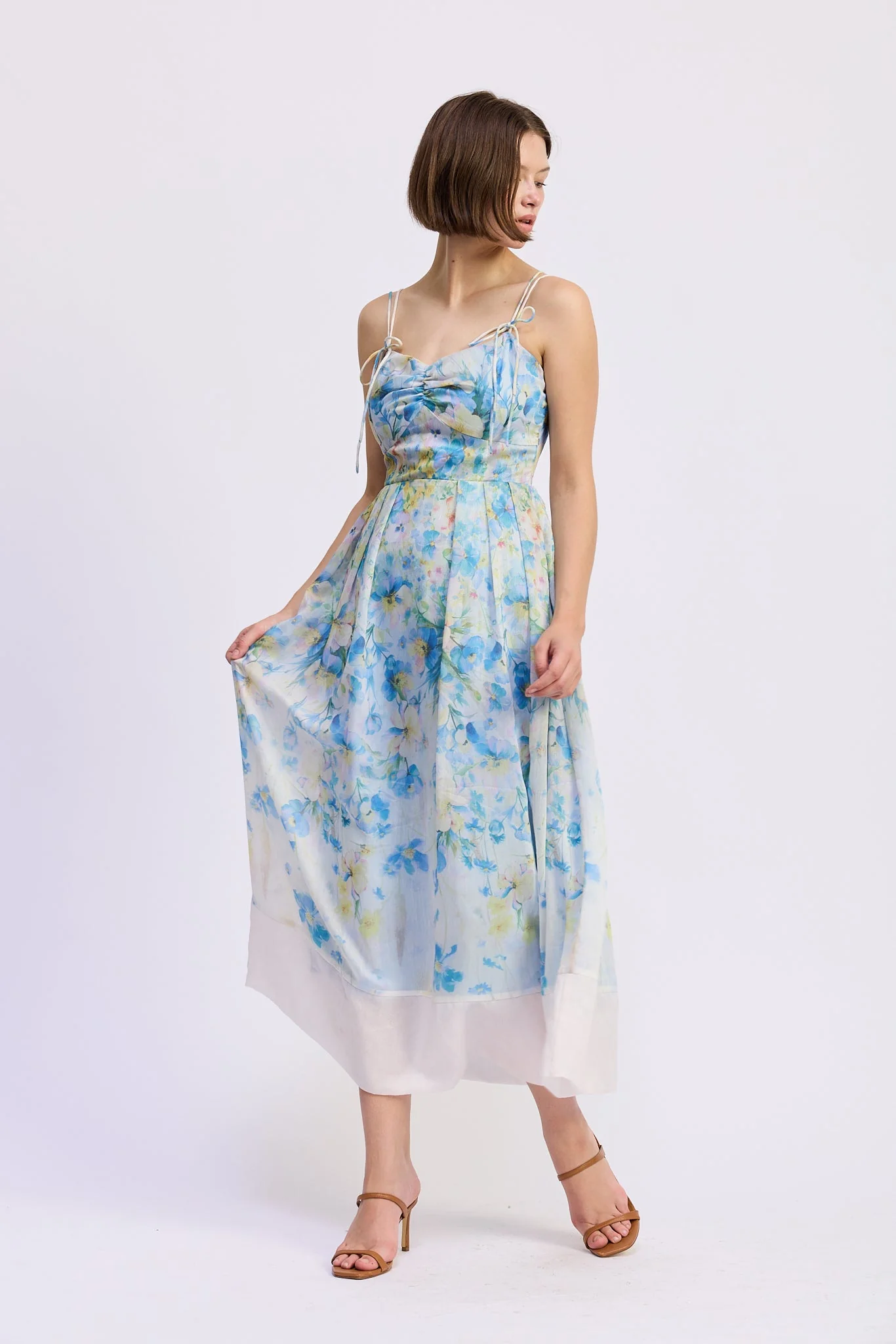 En Saison - Vivian Midi Dress - Ivory Blue Yellow - Image 4