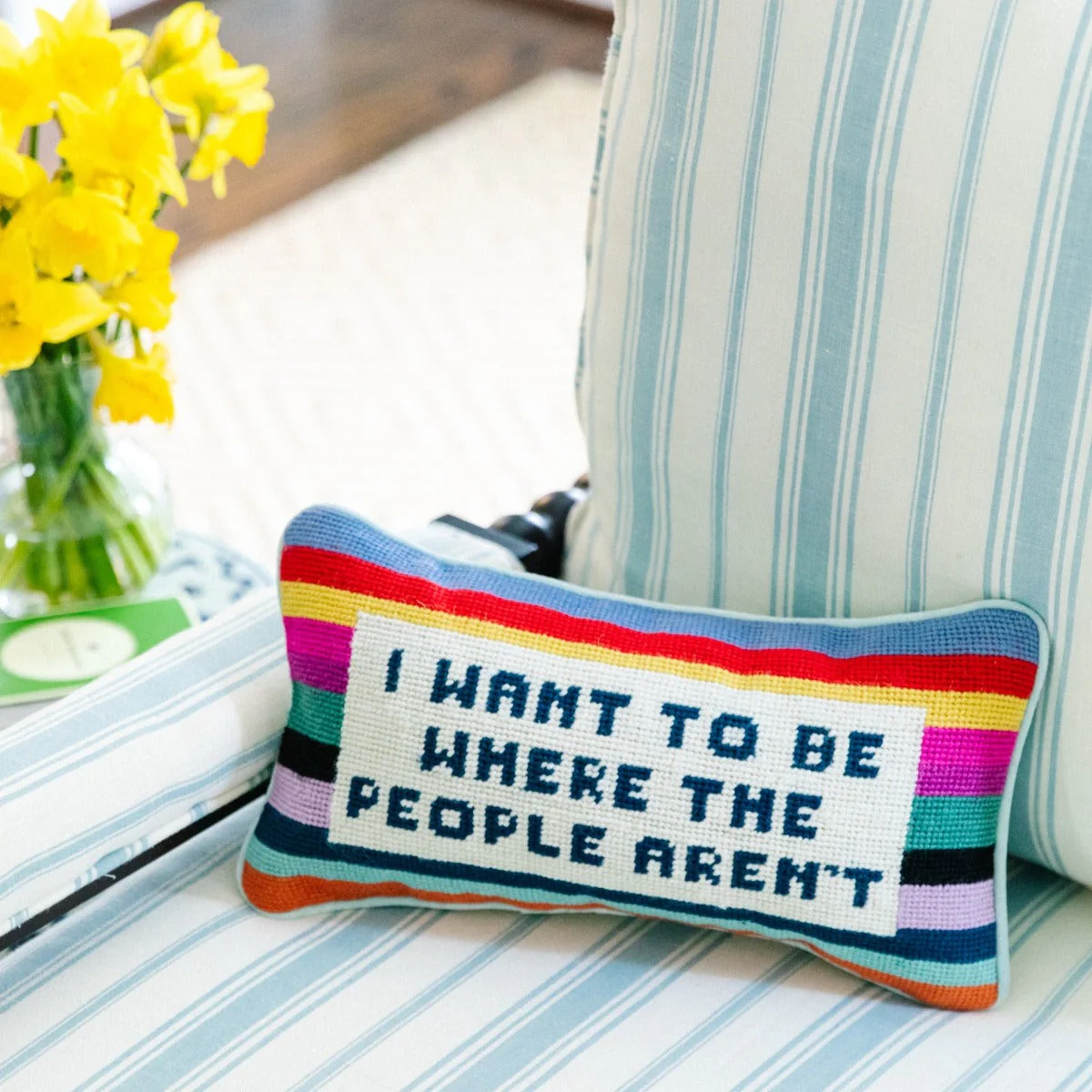 Where the People Aren't Needlepoint Pillow - Image 3