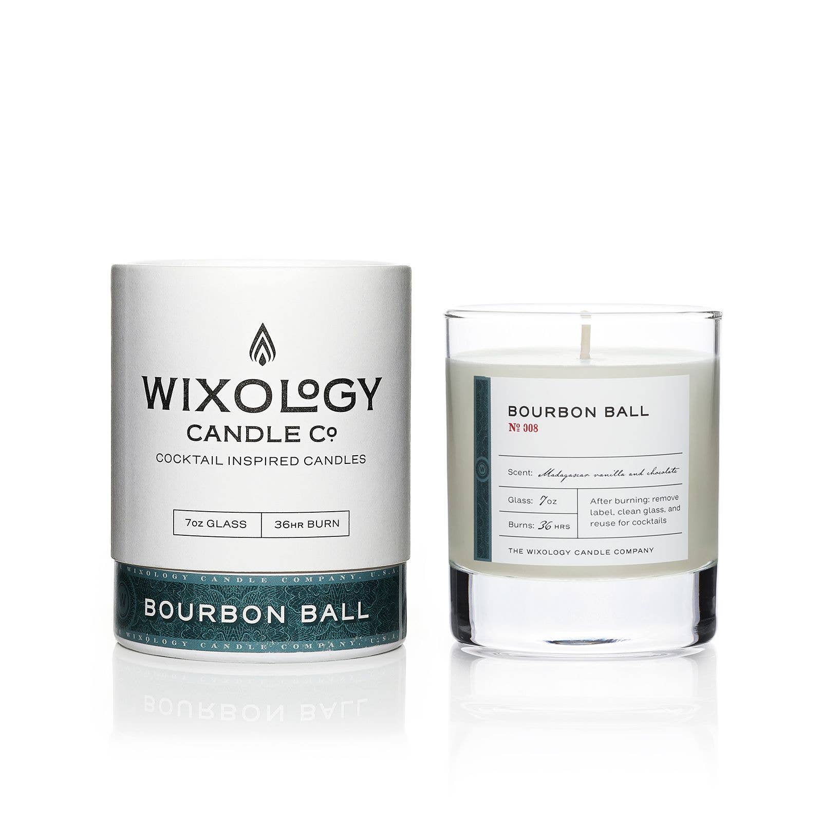 Wixology Candle Company - Bourbon Ball Chocolate Candle - Reusable 7oz Rocks Glass