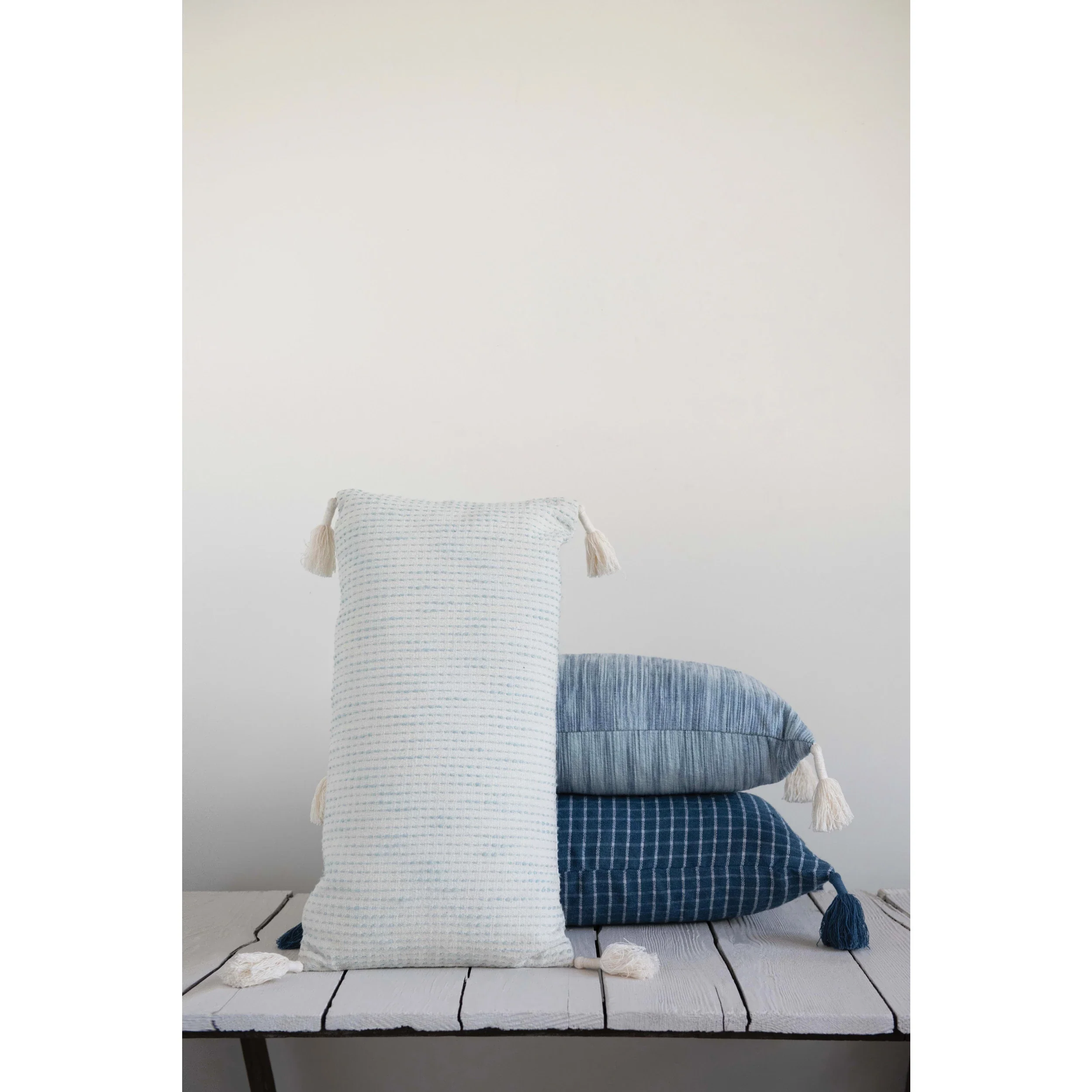 Woven Cotton Lumbar Pillow w/Tassels - Image 3