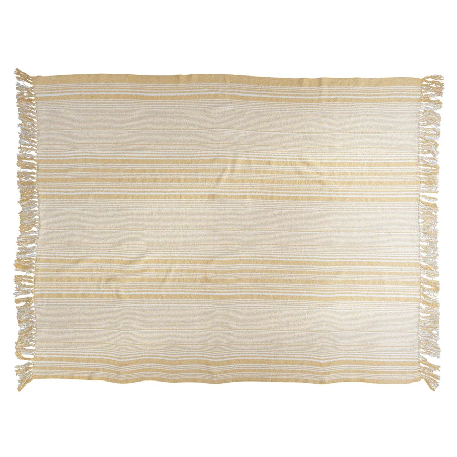 Woven Recycled Cotton Throw & Tassels - Image 3